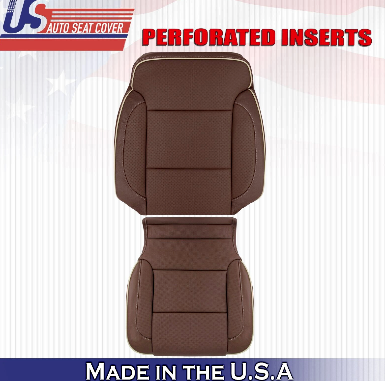 2019 For Chevy Silverado High Country Driver Top & Bottom Leather Covers Brown