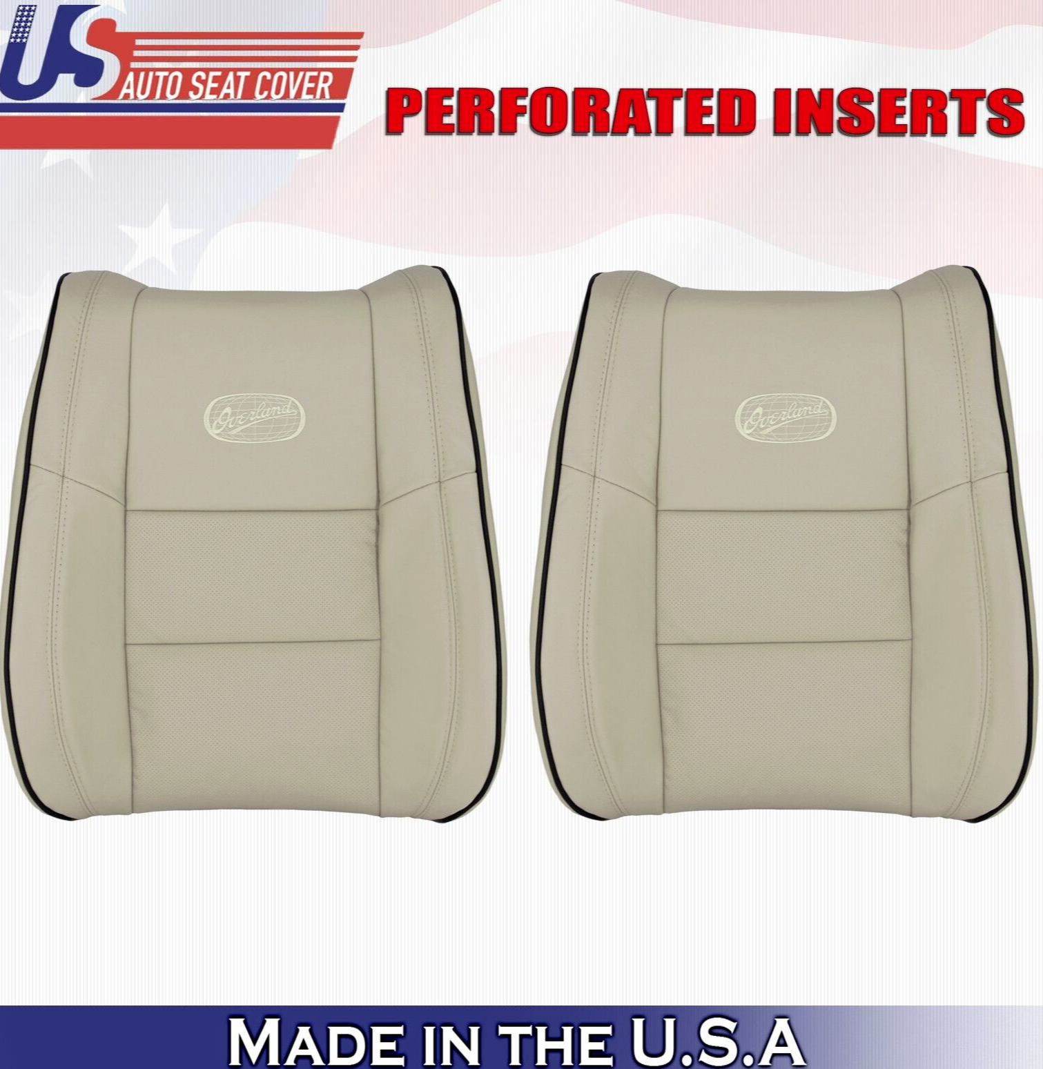 2015 Fits Jeep Grand Cherokee OVERLAND Driver & Passenger Top Leather Covers Tan