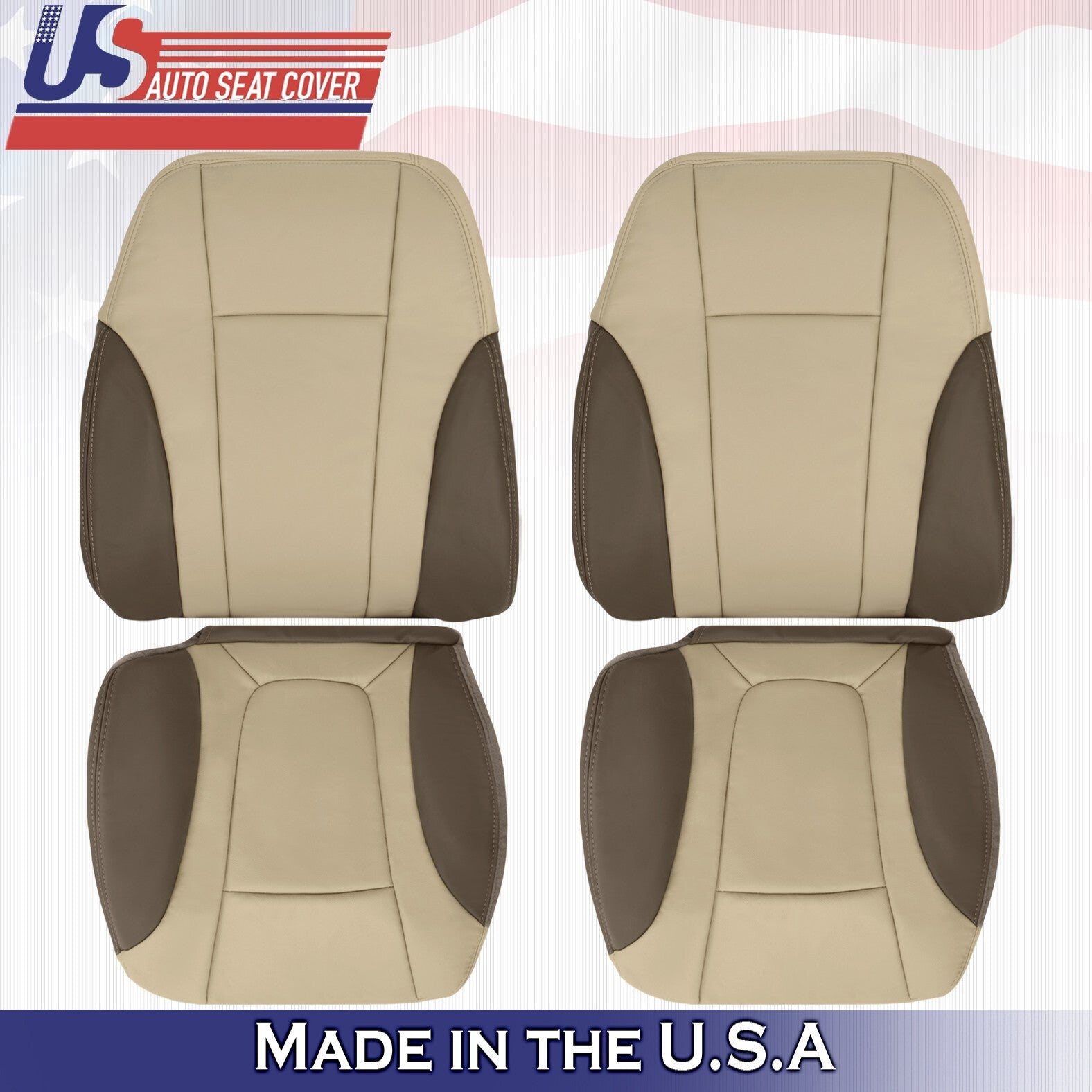 2002 to 2004 For Chevy Trailblazer Front Set Bottoms&Tops Leather Seat Cover Tan