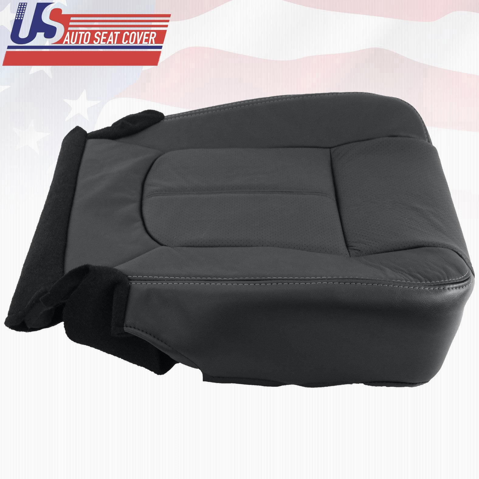 2011 2012 Ford F250 F350 Lariat Driver-Passenger Bottom Leather Seat Cover Black