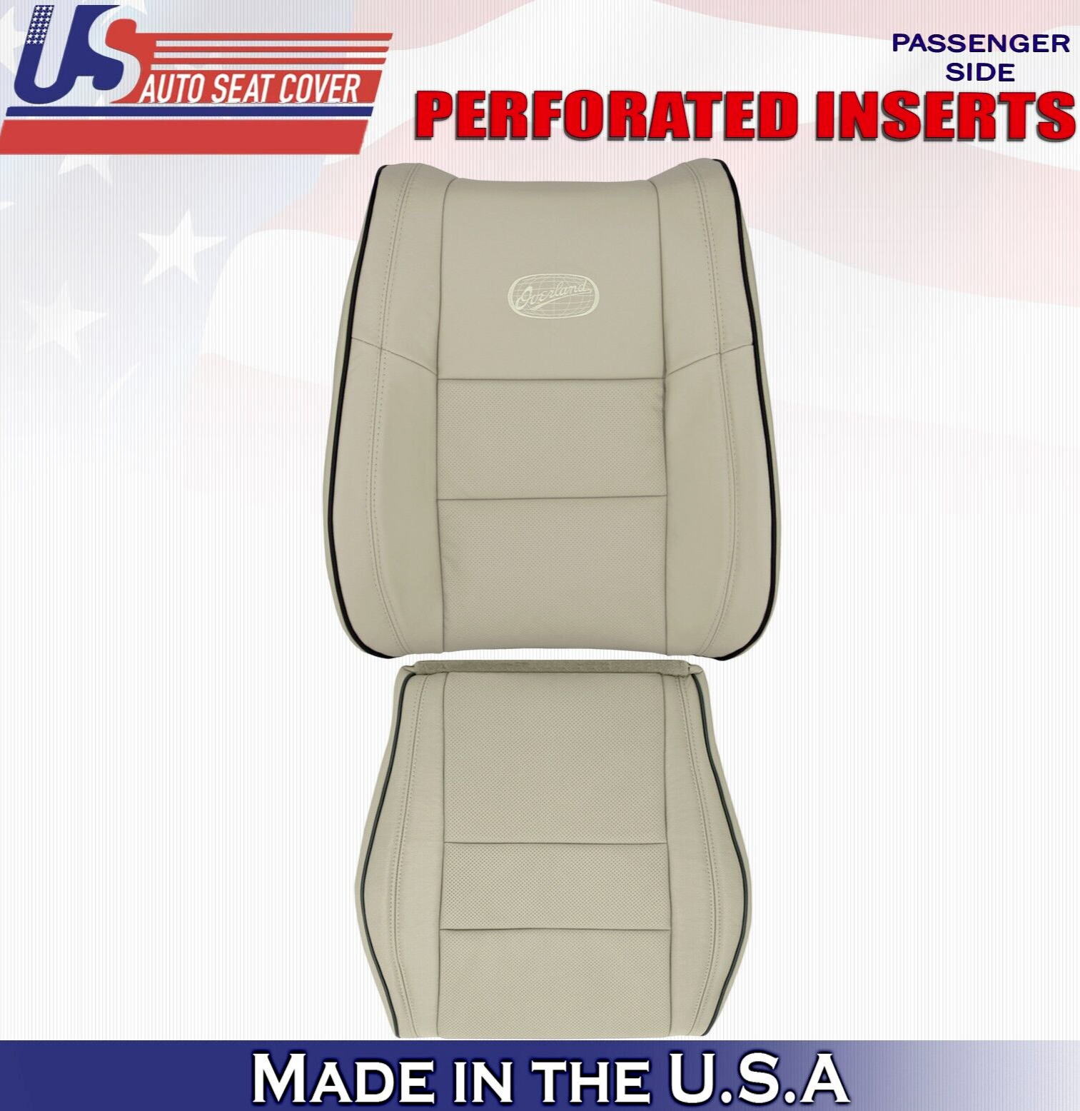 2014 For Jeep Grand Cherokee OVERLAND Passenger Top & Bottom Leather Covers Tan