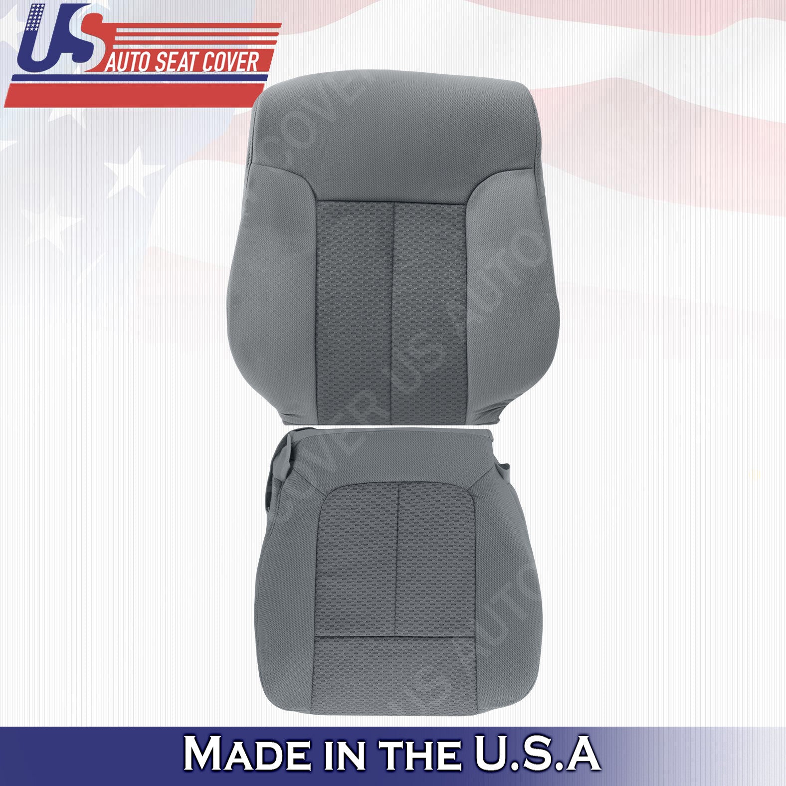 2011 To 2014 Fits Ford F150 Front Set Bottoms & Tops Cloth Seat Cover Gray