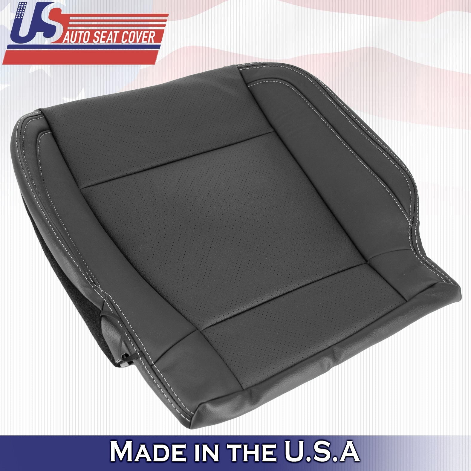 2015 2016 2017 Fits Ford F150 Lariat Driver Top&Bottom Leather Seat Covers Black