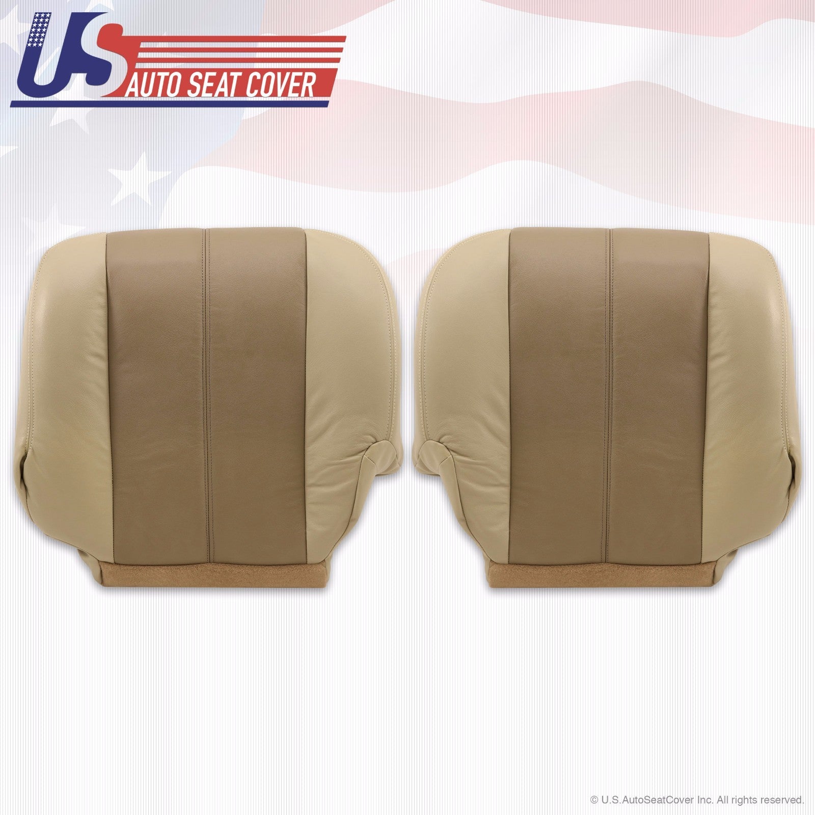 2001 GMC Yukon Denali Driver & Passenger Bottom Leather Seat Cover Two-Tone Tan