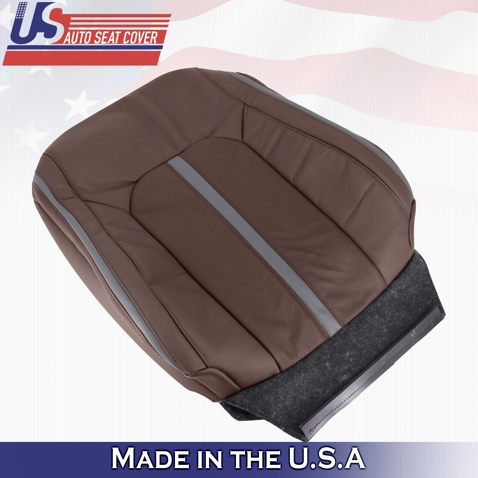 2018 For Ford F150 Platinum Passenger Top Perforated Leather Seat Cover Brown