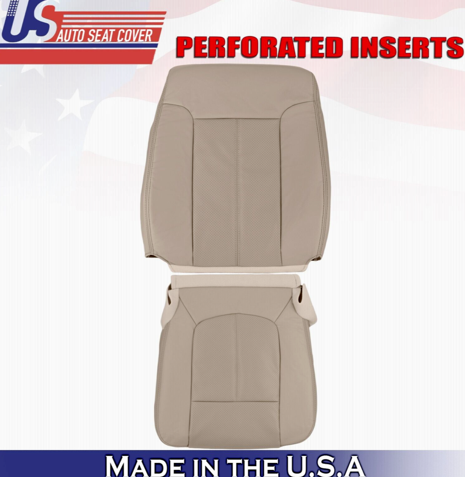 2015 2016 For Ford F450 F550 Lariat Driver Top & Bottom Leather Seat Covers Tan