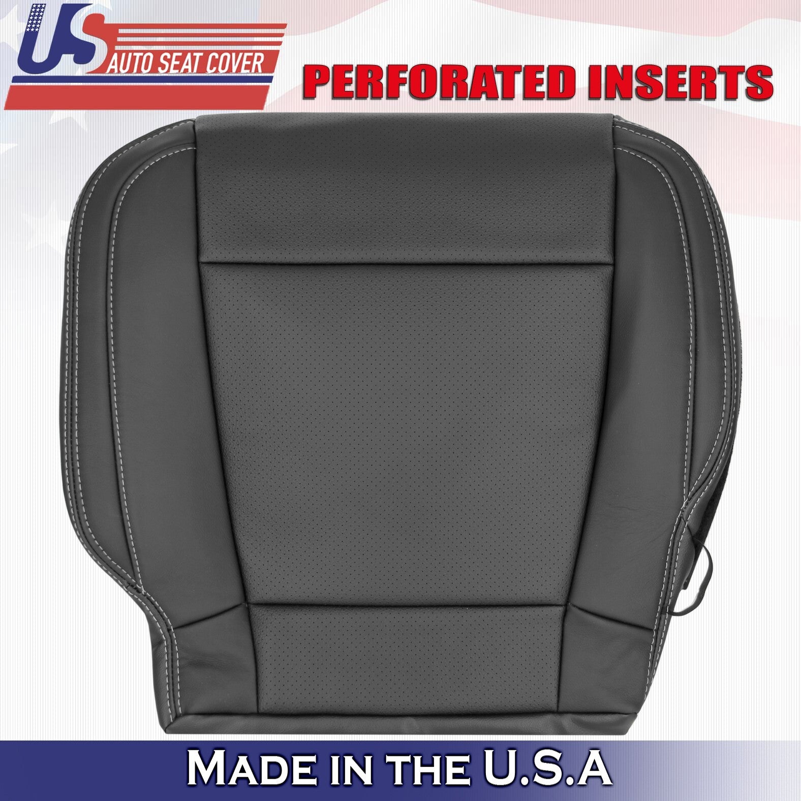 2015 2016 2017 For Ford F150 Lariat Driver Bottom Perf Leather Seat Cover Black