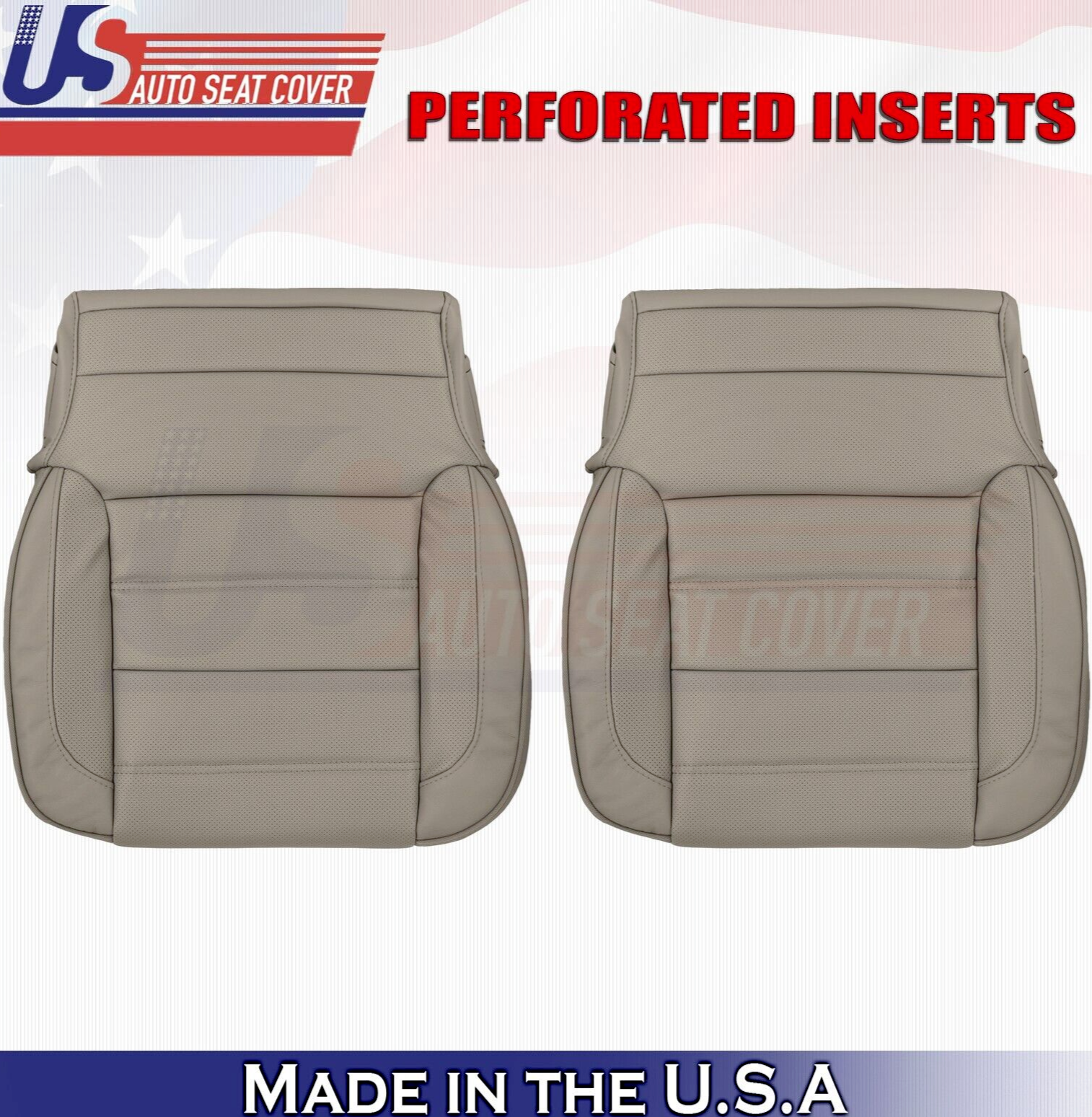 2018 For GMC Sierra Denali Driver Passenger Bottom Perf Leather Seat Covers Tan