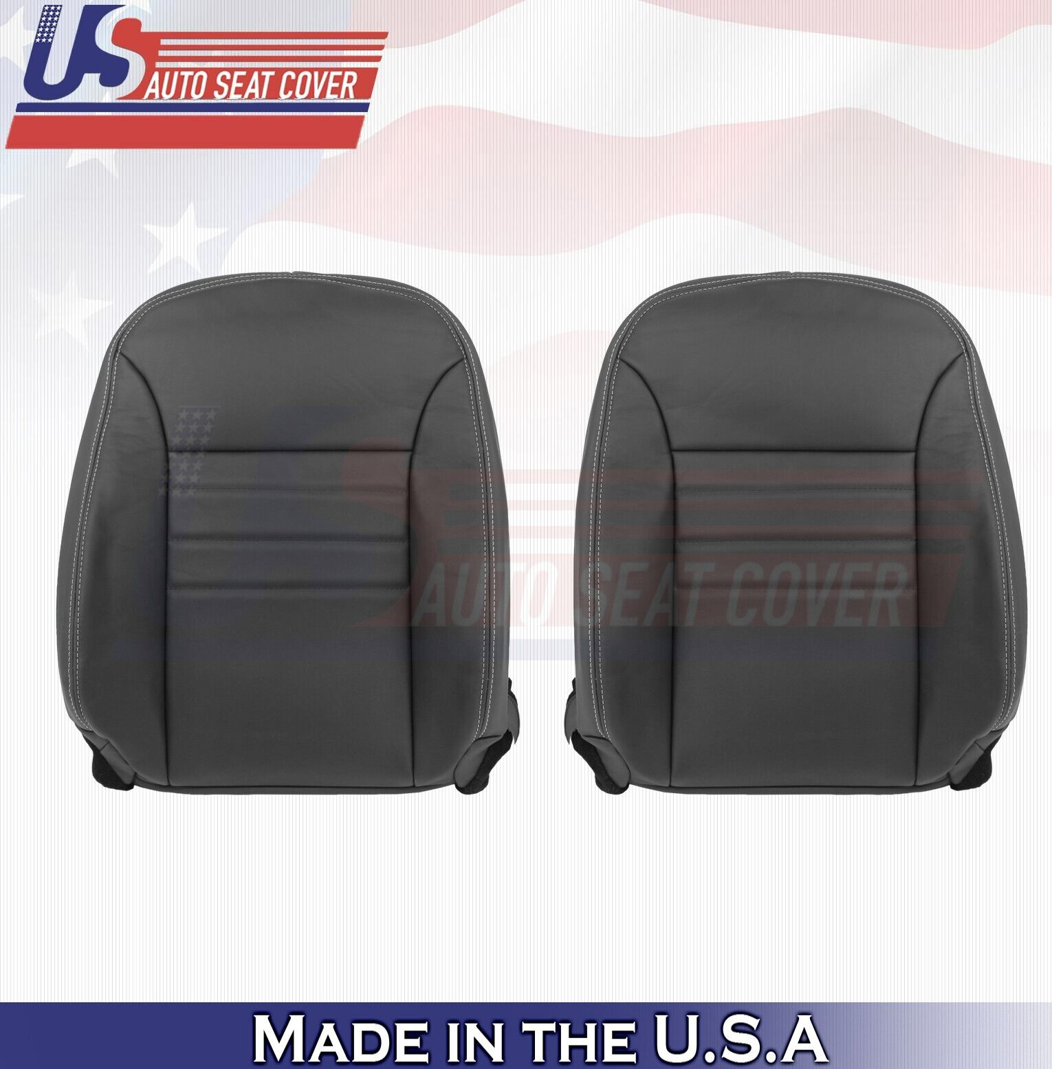 2013 2014 For Dodge Charger SXT Driver & Passenger Top Leather Seat Covers Black