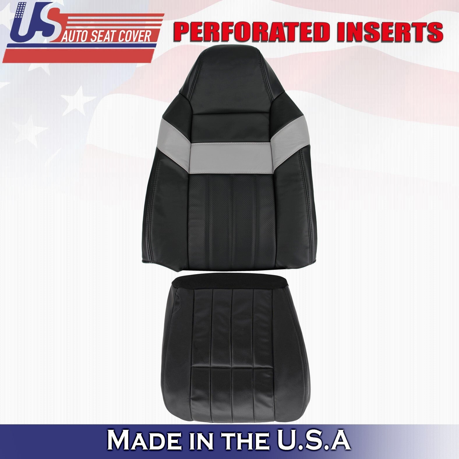 2005 For Ford F250 F350 Harley Davidson Driver Top & Bottom Leather Covers Black