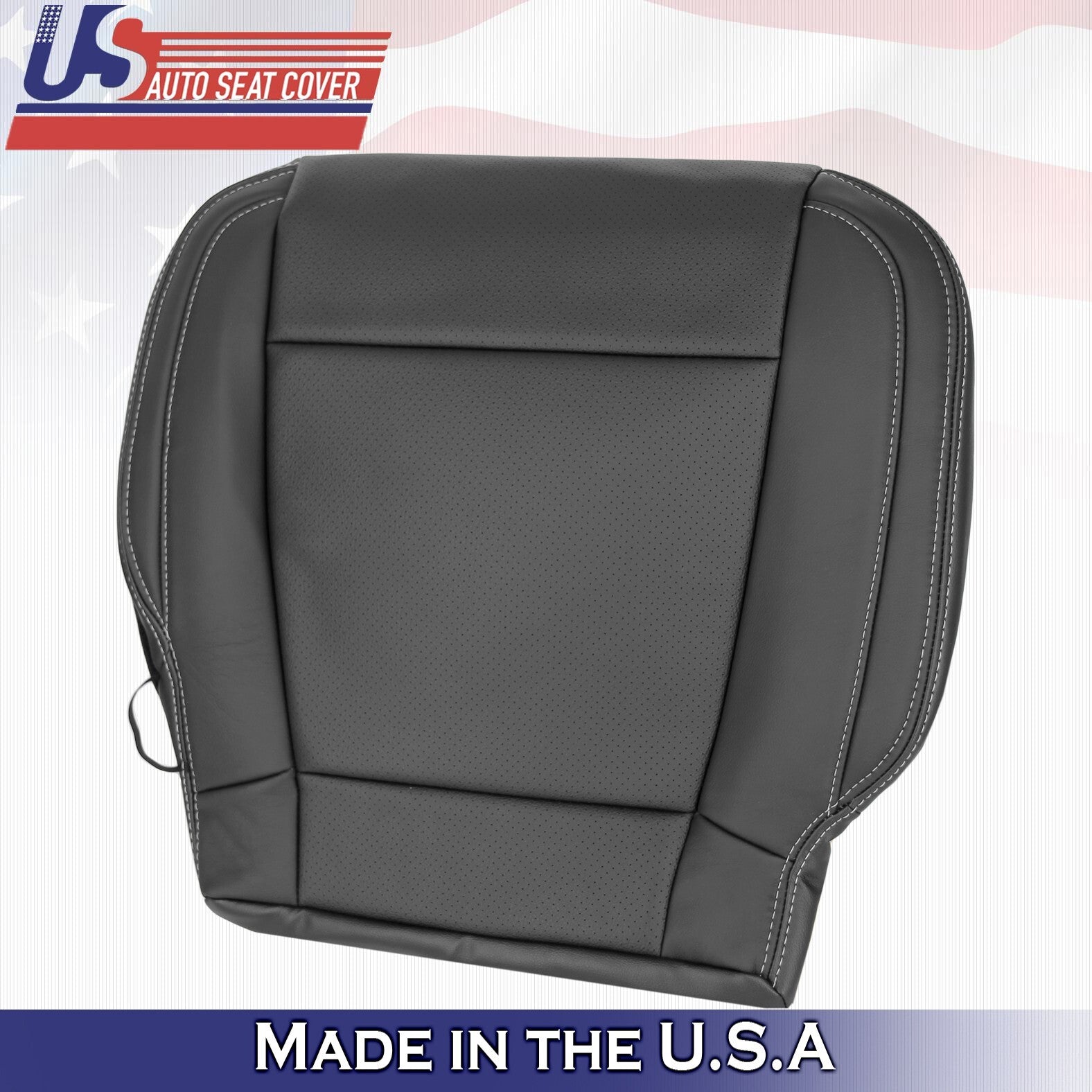 2017 For Ford F150 Lariat Driver & Passenger Bottom Perf Leather Seat Covers BLK