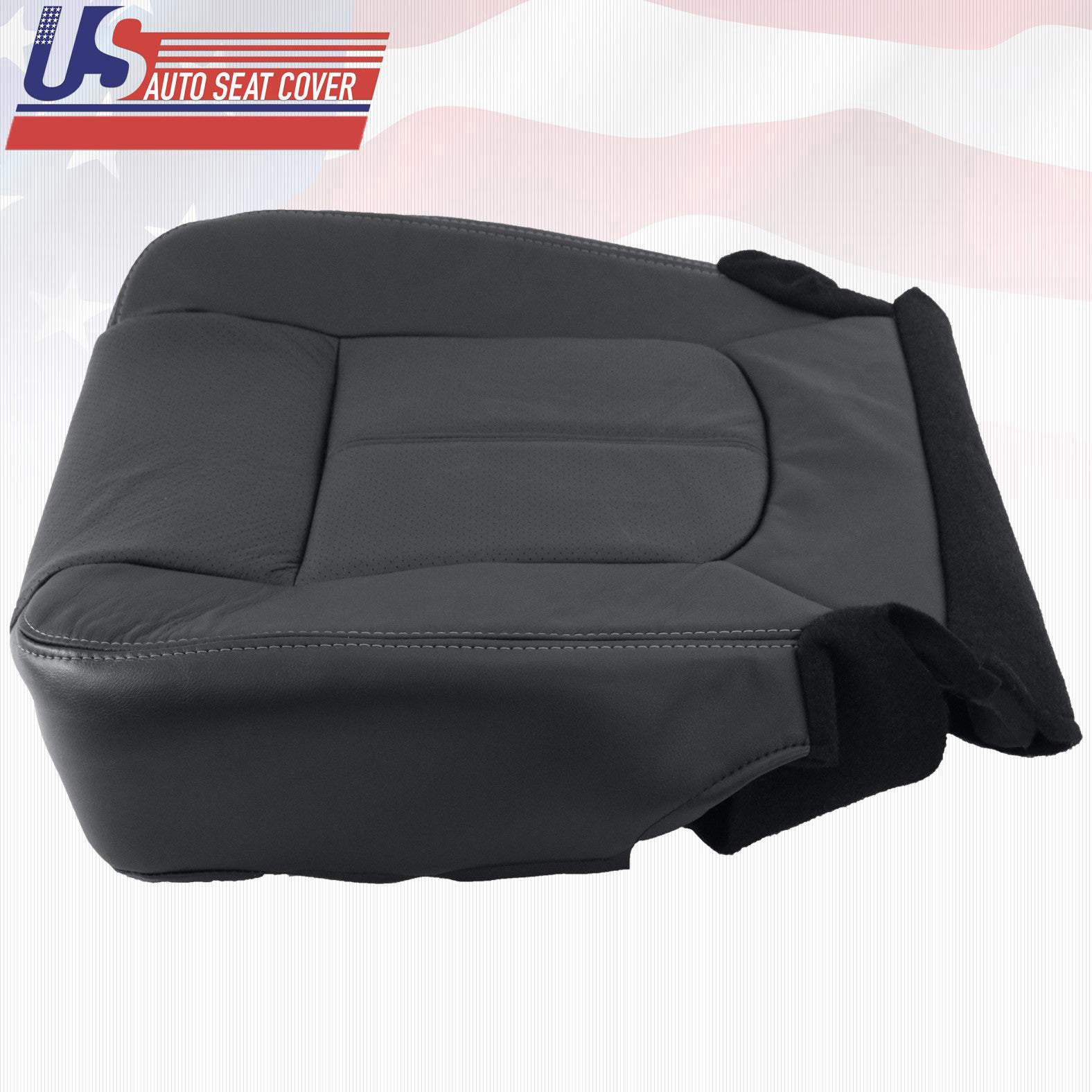 2011 2012 Ford F250 F350 Lariat Driver-Passenger Bottom Leather Seat Cover Black