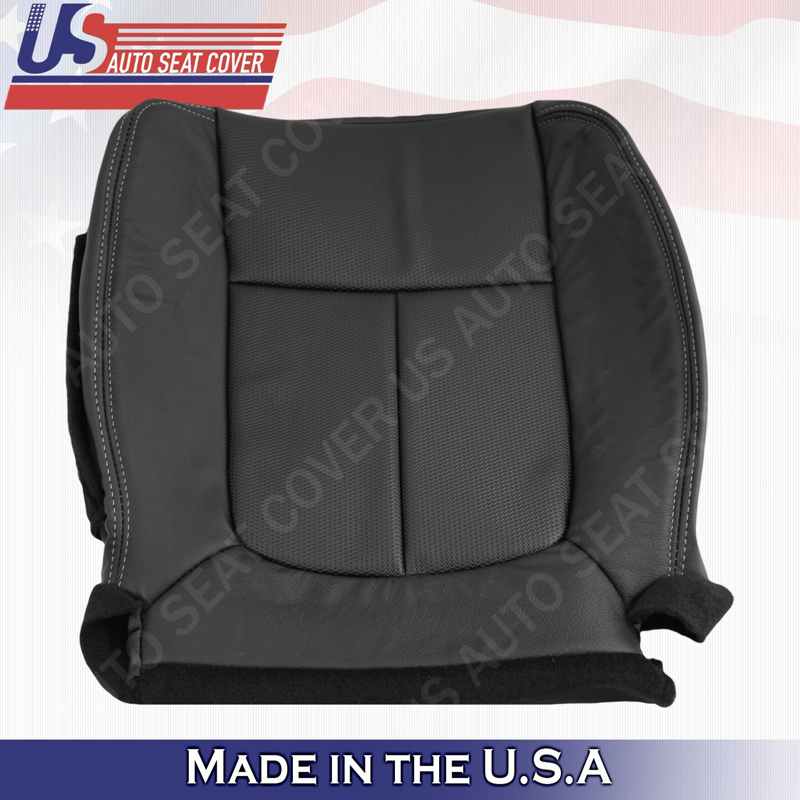 2009 to 2014 Ford F150 XL Passenger Bottom TEXTURE Leather Seat Cover Black