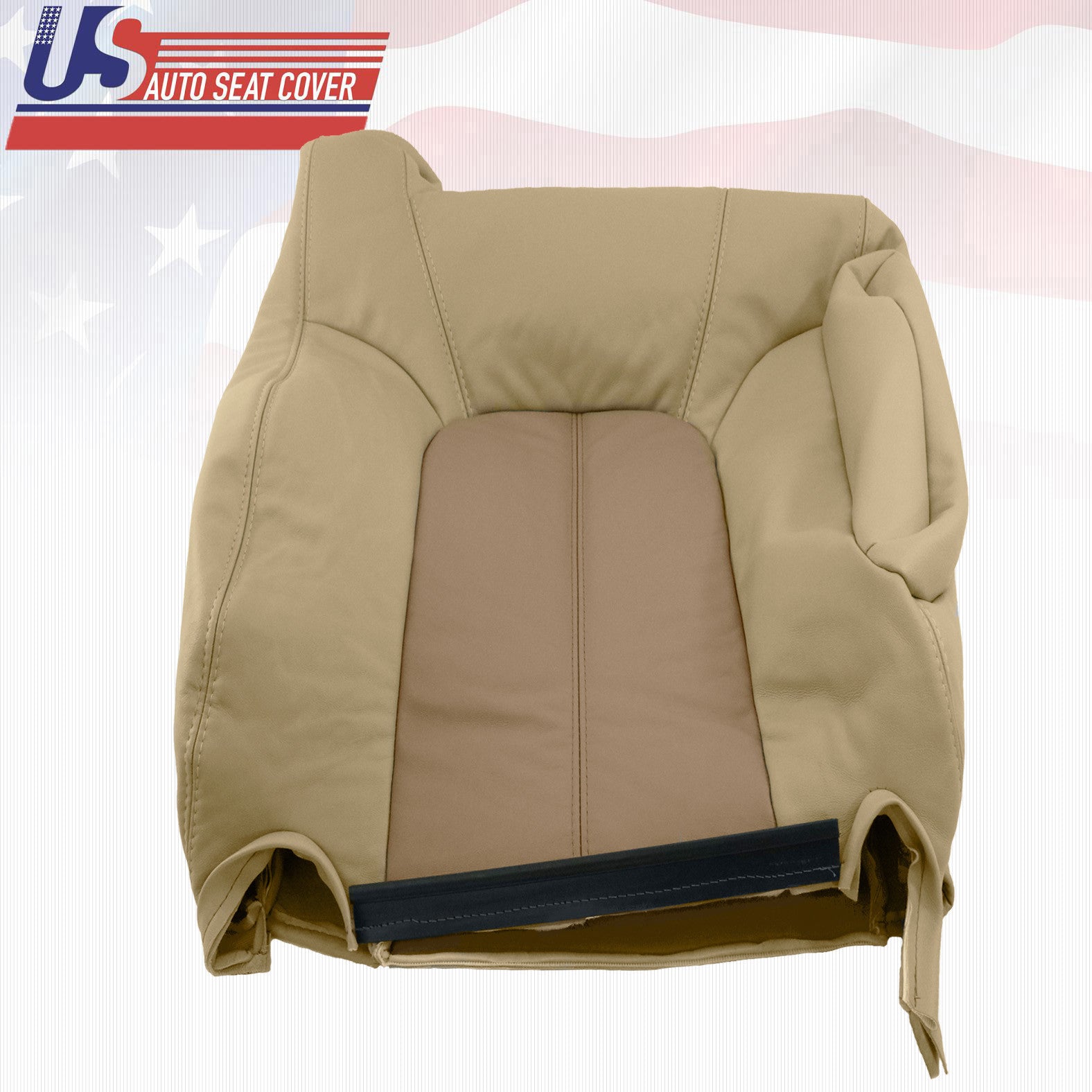 2001 2002 GMC Yukon Denali Driver Lean Back Leather Seat Cover Two-Tone Tan
