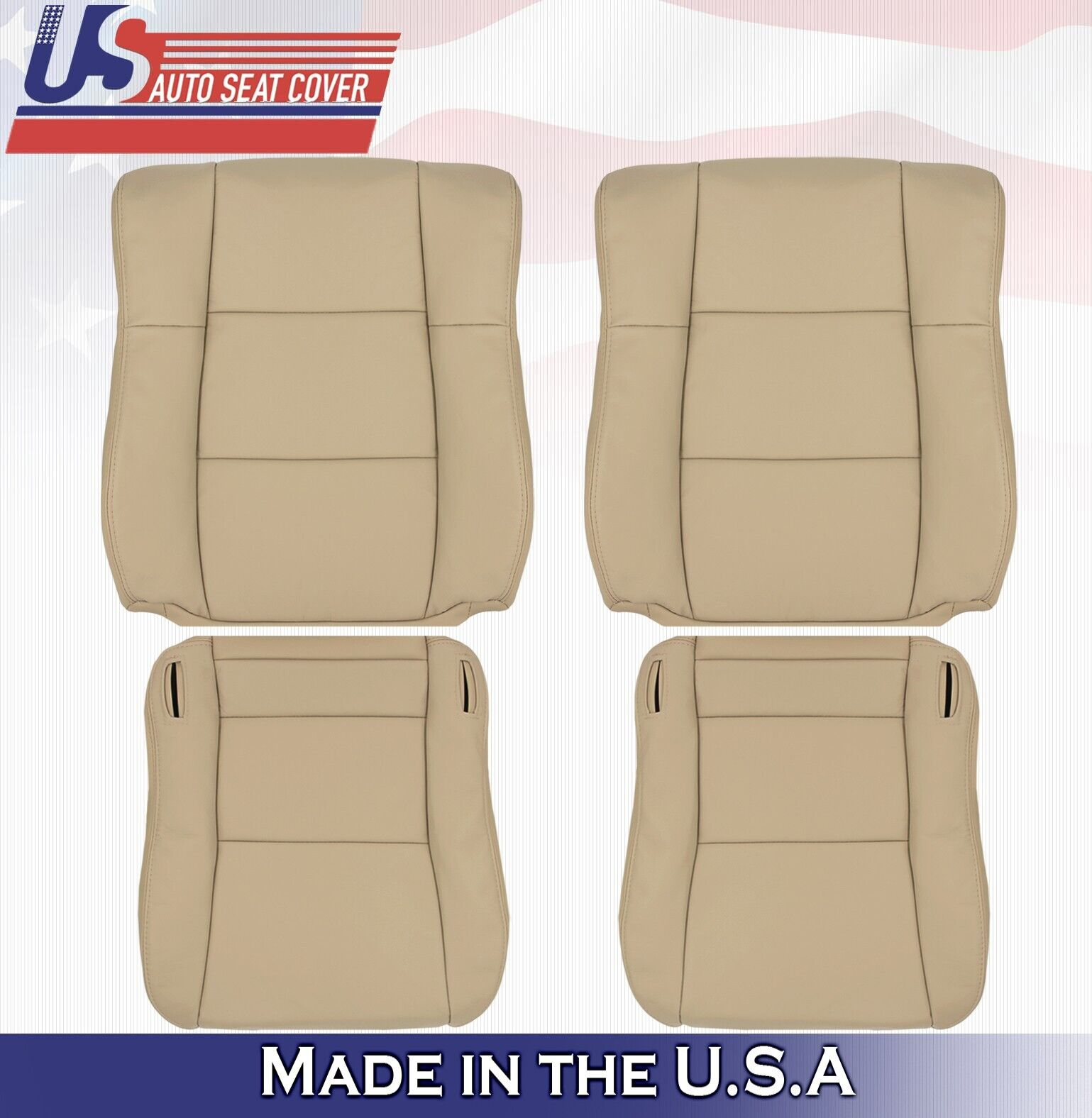 2000 2001 For Lexus ES300 2x Top & 2x Bottom Leather Seat Covers Ivory Tan