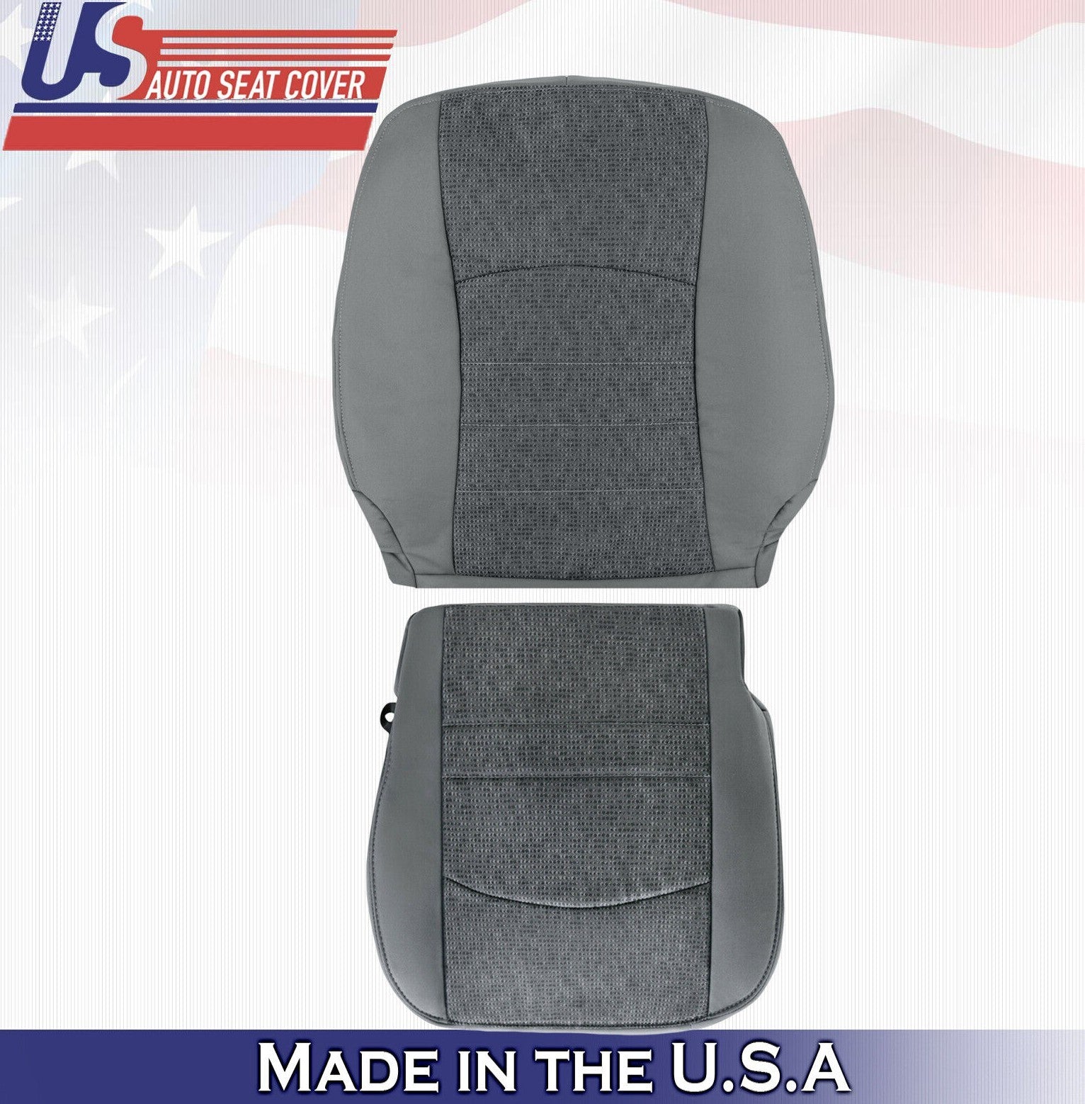 2014 For Dodge Ram 1500 2500 3500 SLT Driver Top & Bottom Cloth Seat Covers Gray