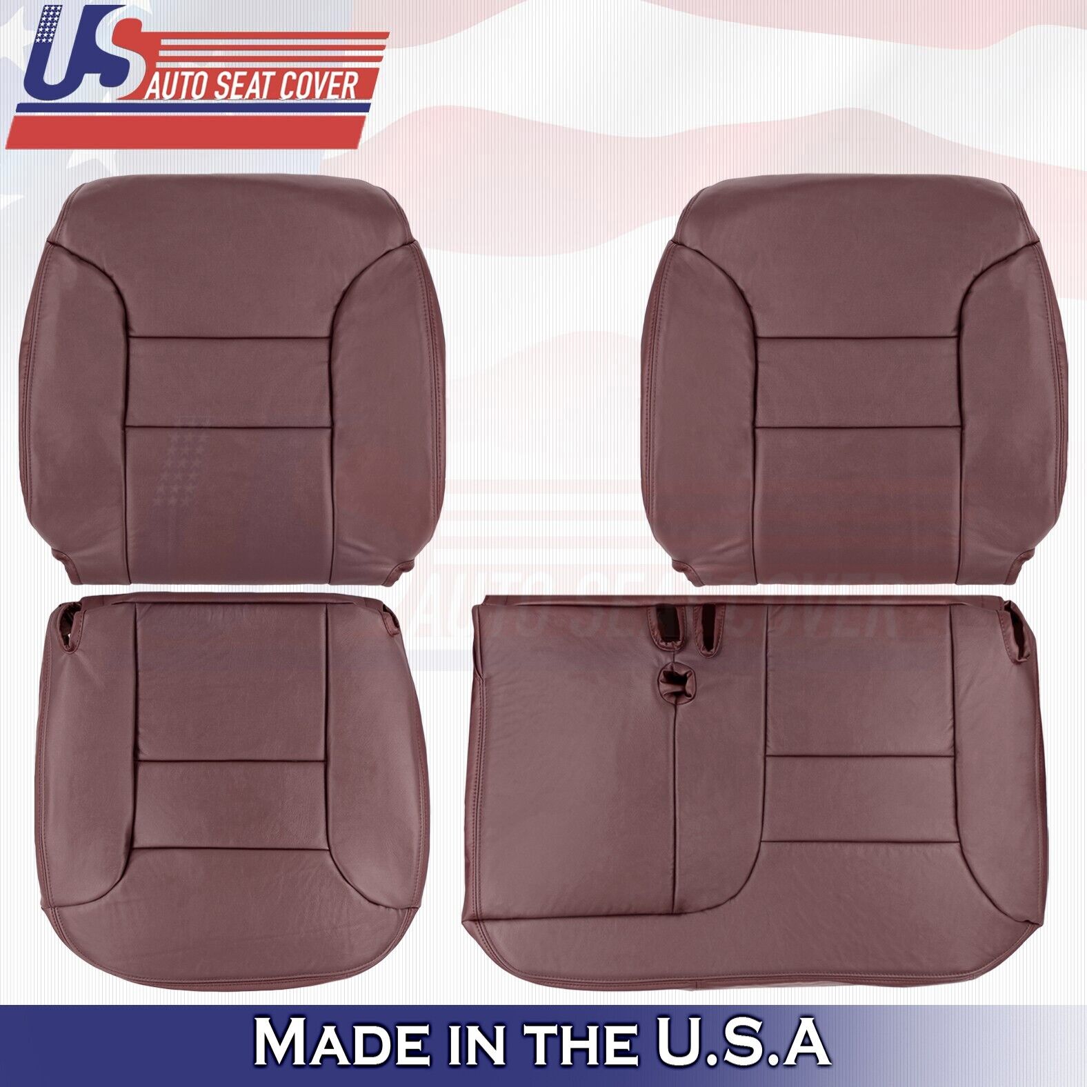 1995 1996 For Chevy Silverado 1500 2500 3500 2 Top & 2 Bottom Leather Covers Red