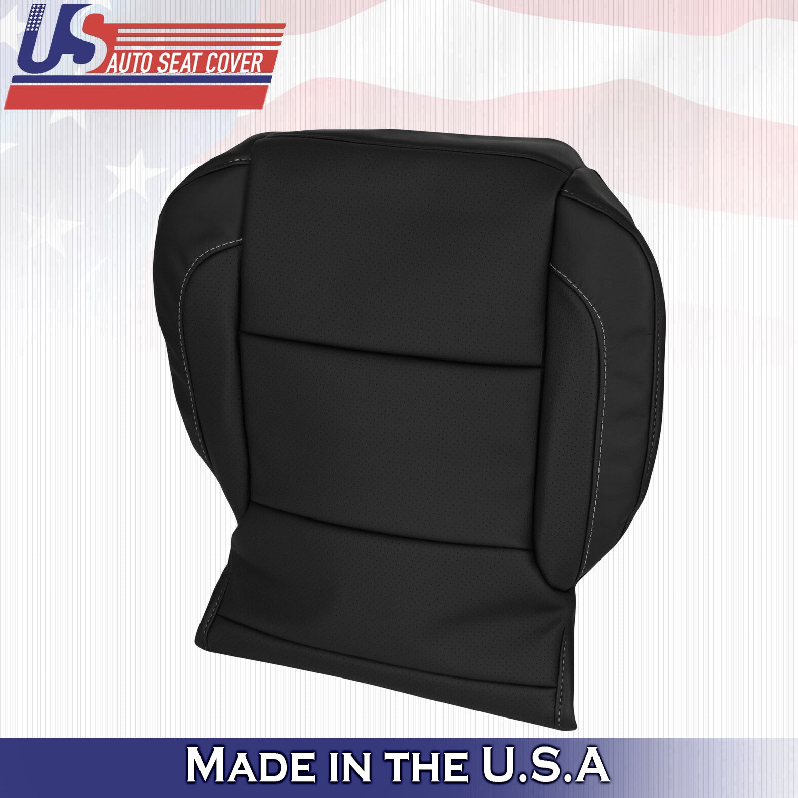 14-19 Chevy Suburban Tahoe Silverado Front Bottoms Perforated Leather Cover Blk