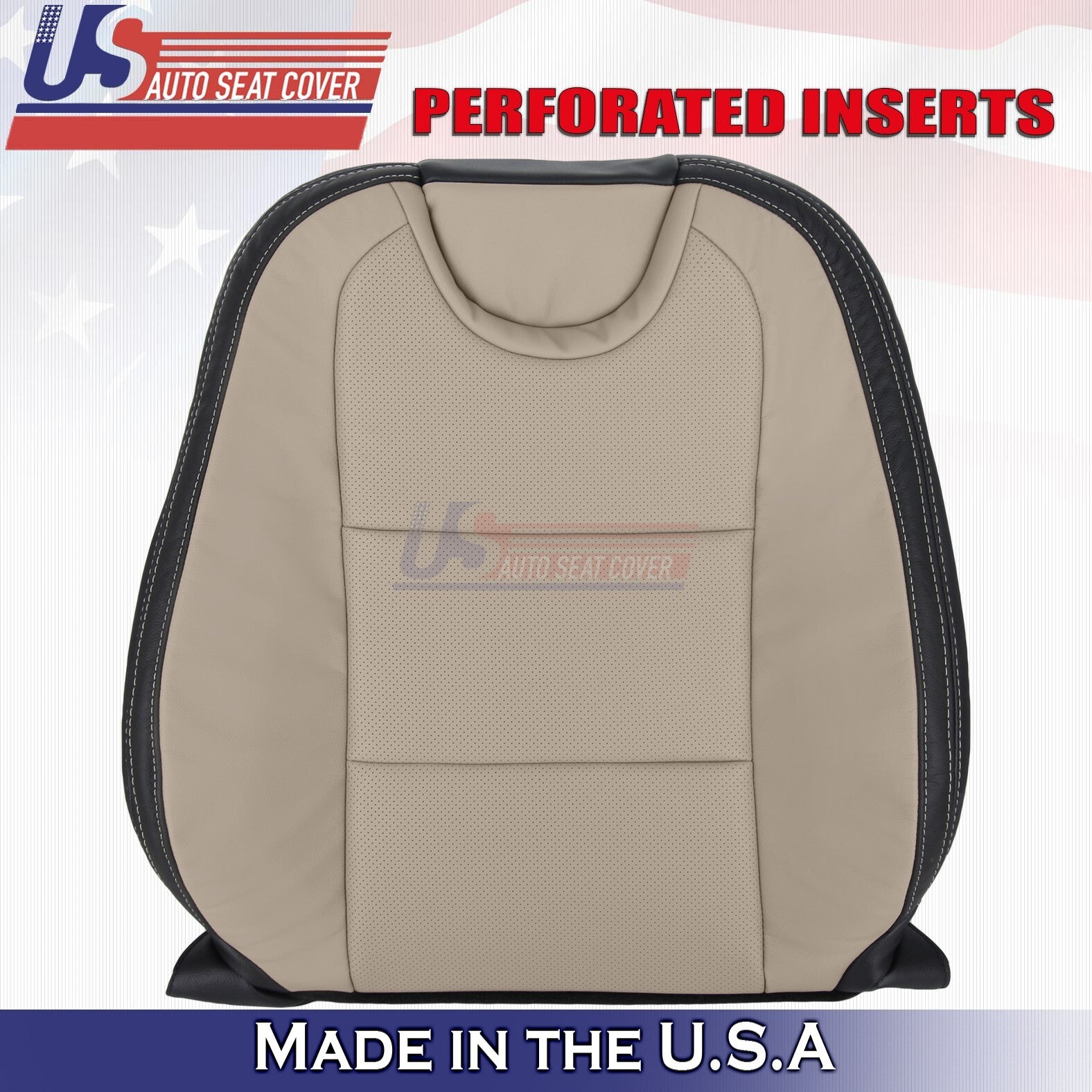 2010-2015 For Chevy Camaro Driver & Passenger Top Leather Cover 2-tone Tan/Black