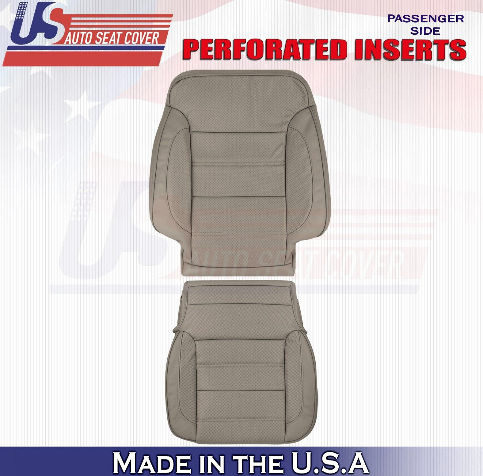 2015 For GMC Sierra Denali Front Passenger Top & Bottom Leather Seat Covers Tan