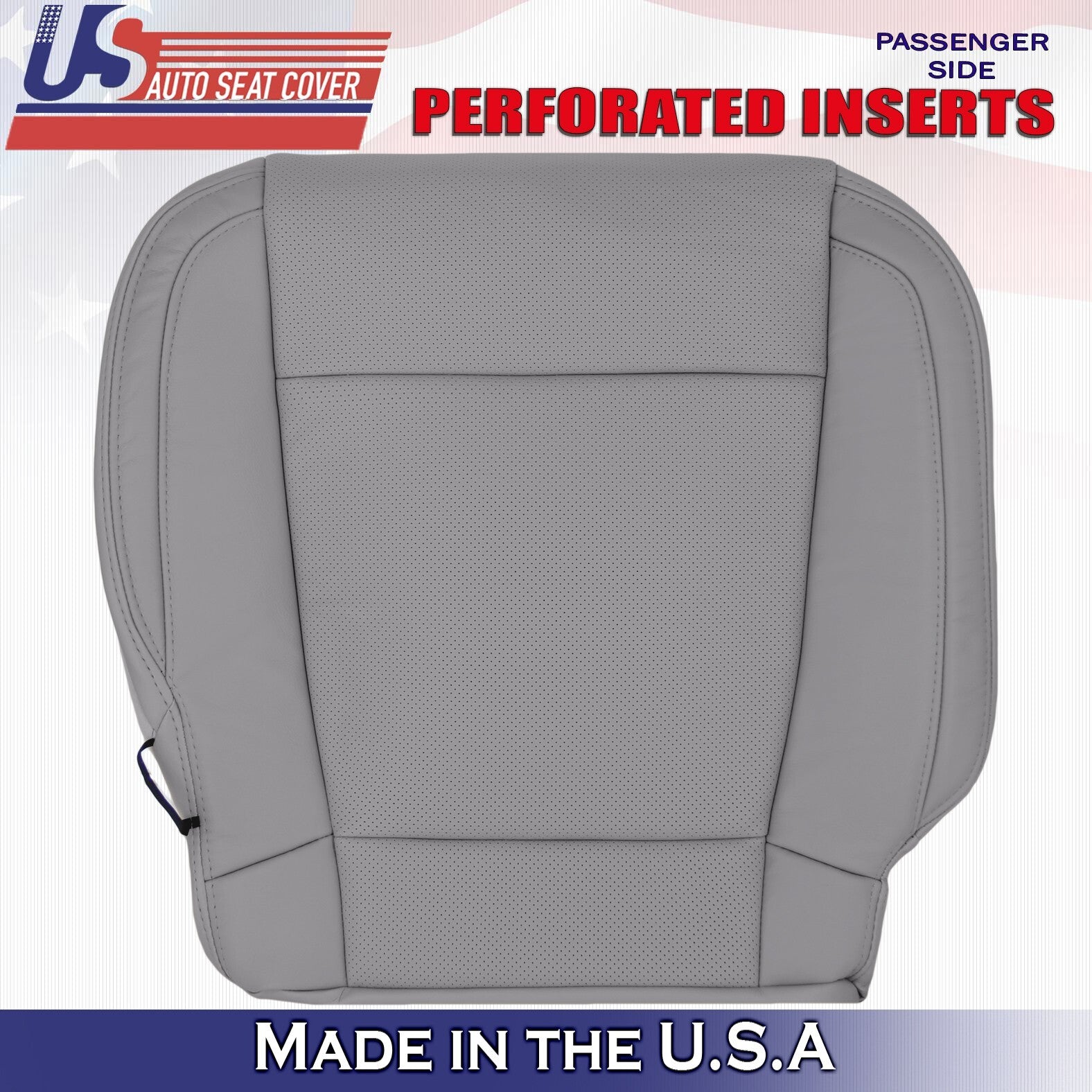 2017 For Ford F150 Lariat Passenger Side Bottom Perf Leather Seat Cover Gray