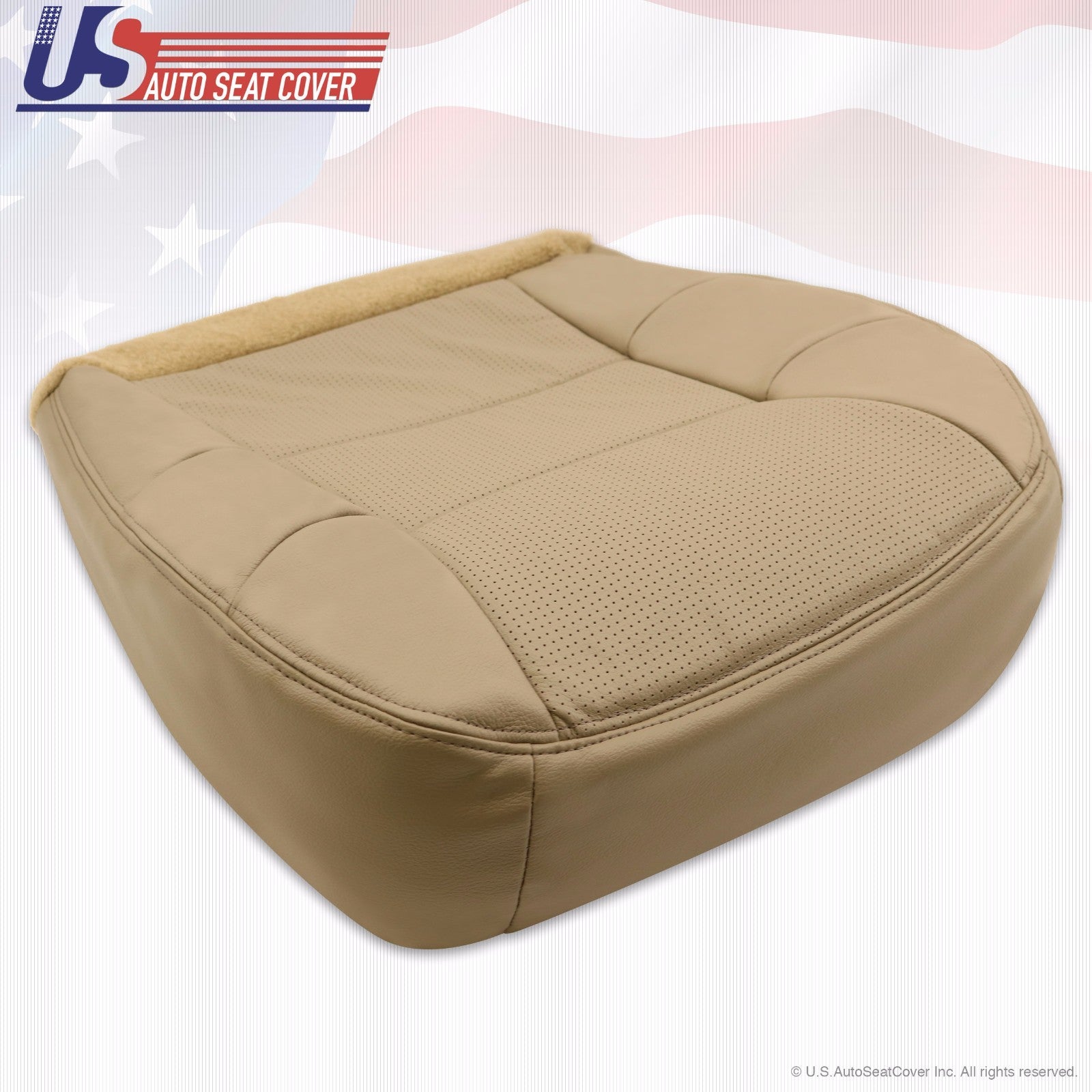 2001 Lincoln Navigator Driver-Passenger Bottom Perforated Leather Seat Cover Tan