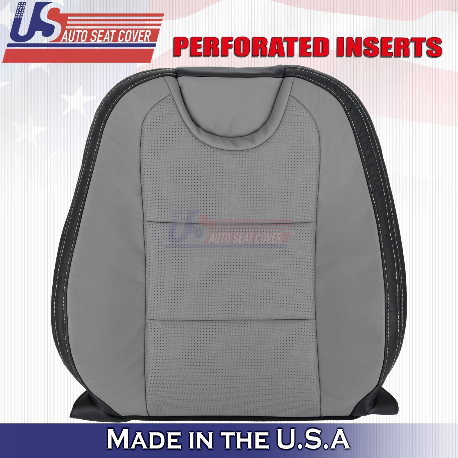 2010-2015 For Chevy Camaro Driver Top Perforated Leather Cover Gray/Black