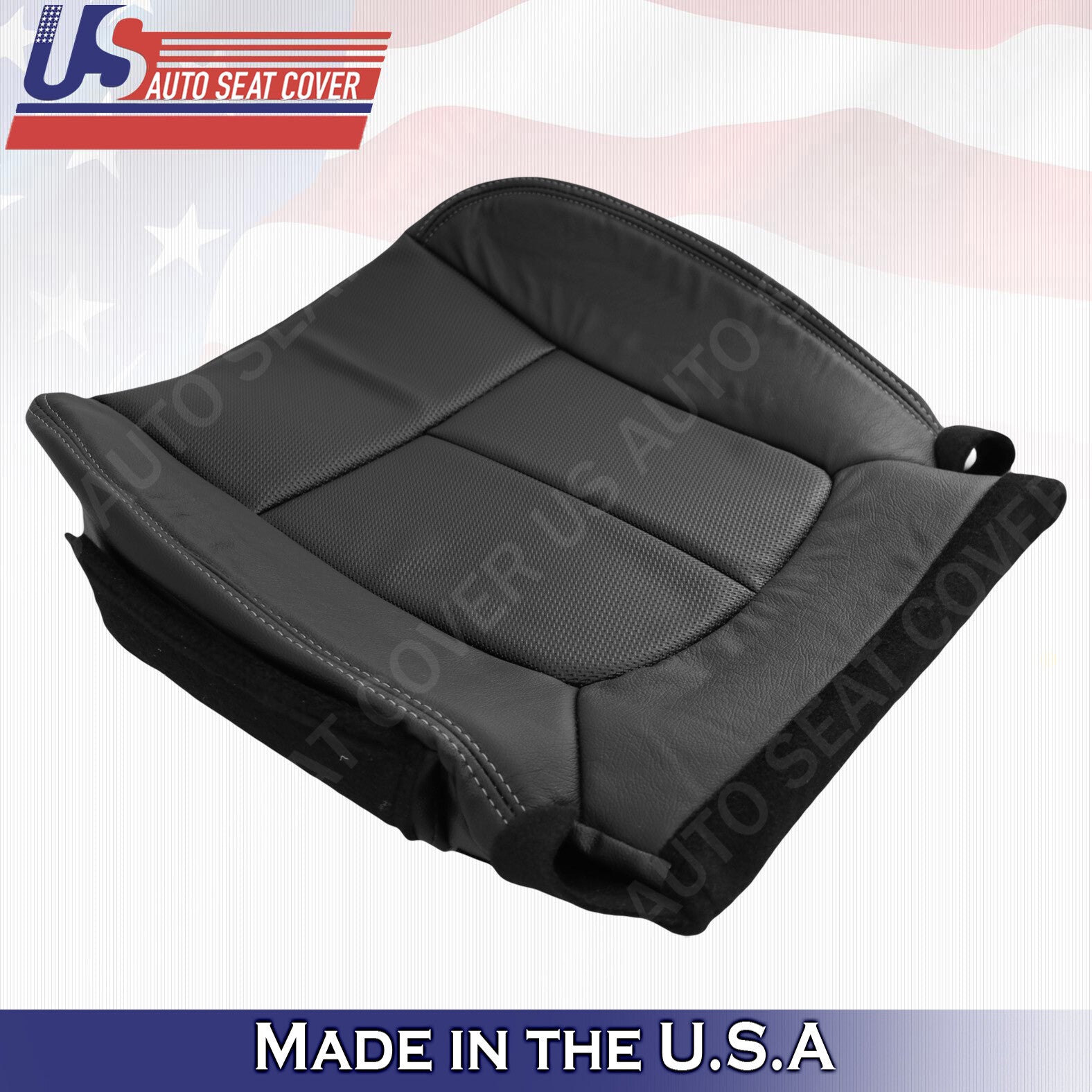 2009 to 2014 Ford F150 XL Passenger Bottom TEXTURE Leather Seat Cover Black