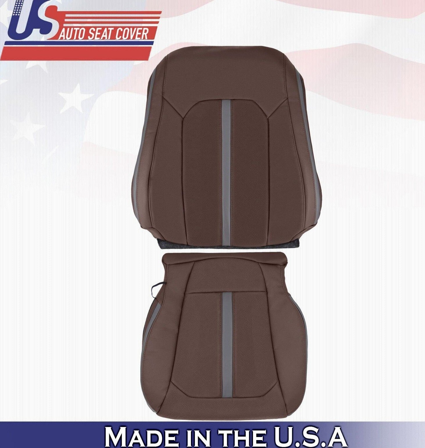2018 For Ford F150 Platinum Driver top & Bottom Perf Leather Seat Covers Brown
