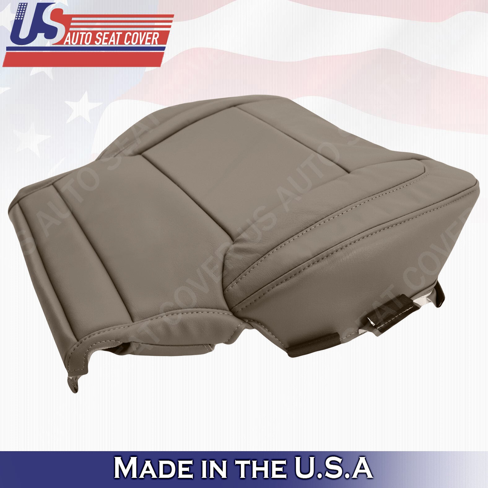 DRIVER & PASSENGER BOTTOMS tan leather seat covers for 2015-2018 Chevy/GMC