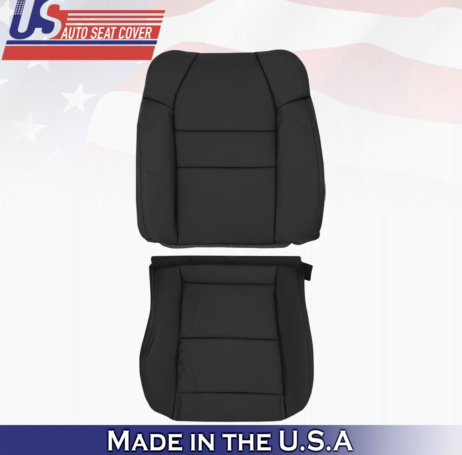 2004 2005 2006 For Acura MDX Passenger Top & Bottom Leather Seat Covers Black