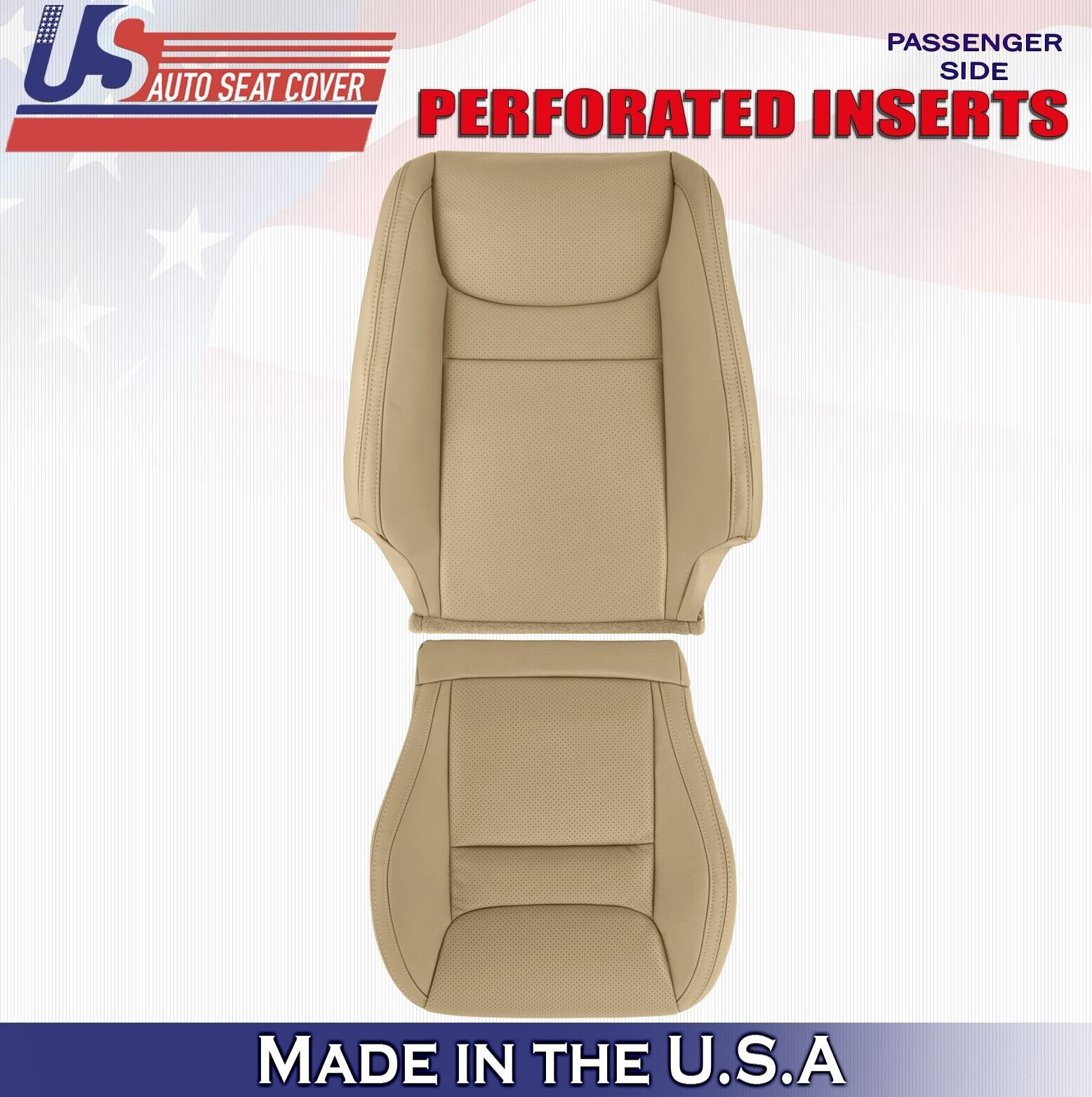 2002 For Toyota Highlander Passenger Top & Bottom Leather Seat Covers Tan