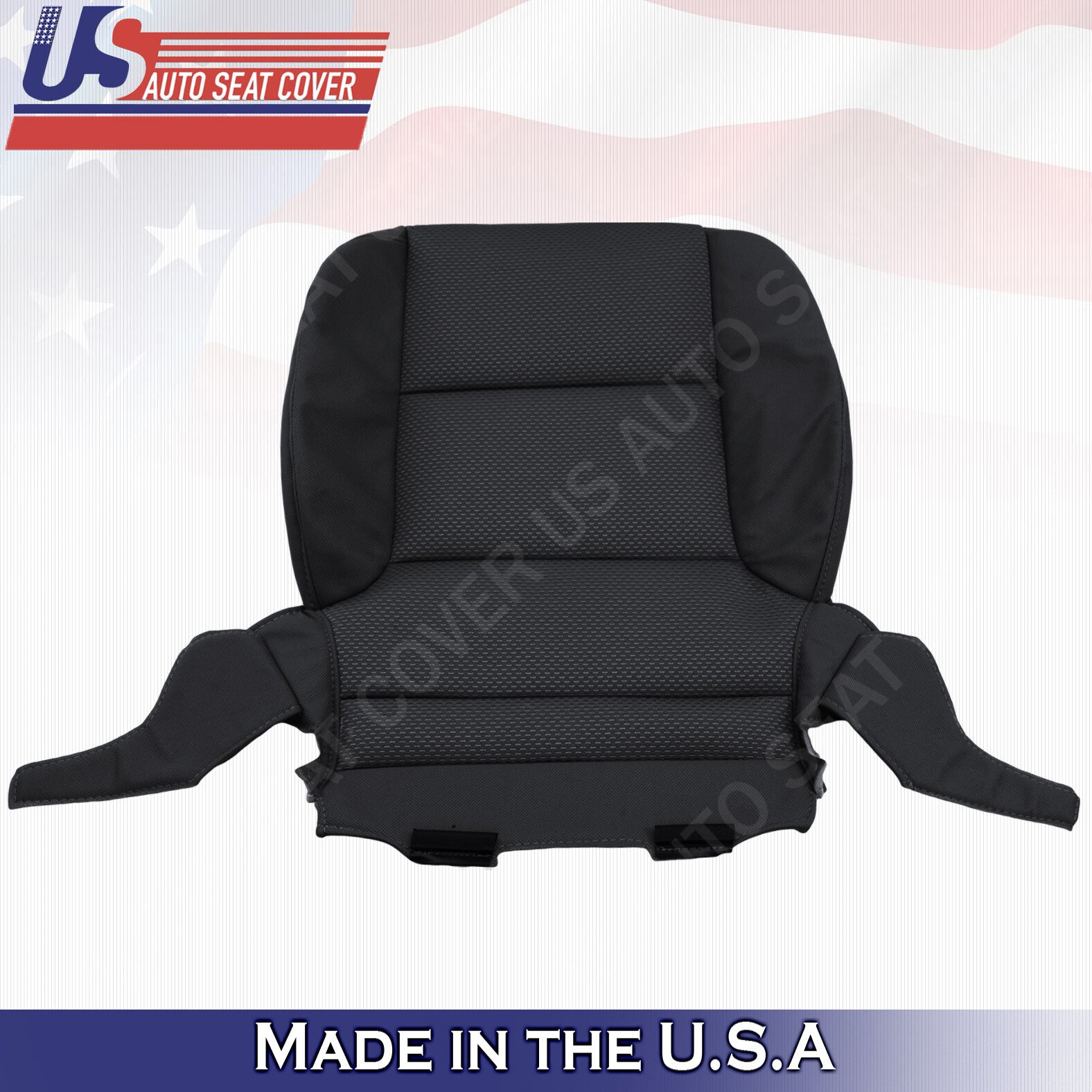 2014 to 2018 Chevy Silverado 1500 Driver Bottom Cloth Seat Cover Ebony Black
