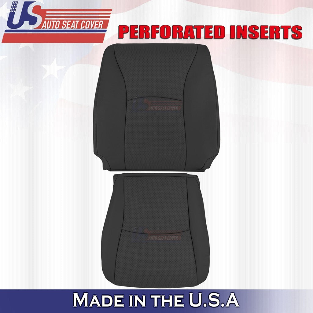 2004 to 2007 Fits Toyota Highlander Driver Top & Bottom Leather Seat Cover Black