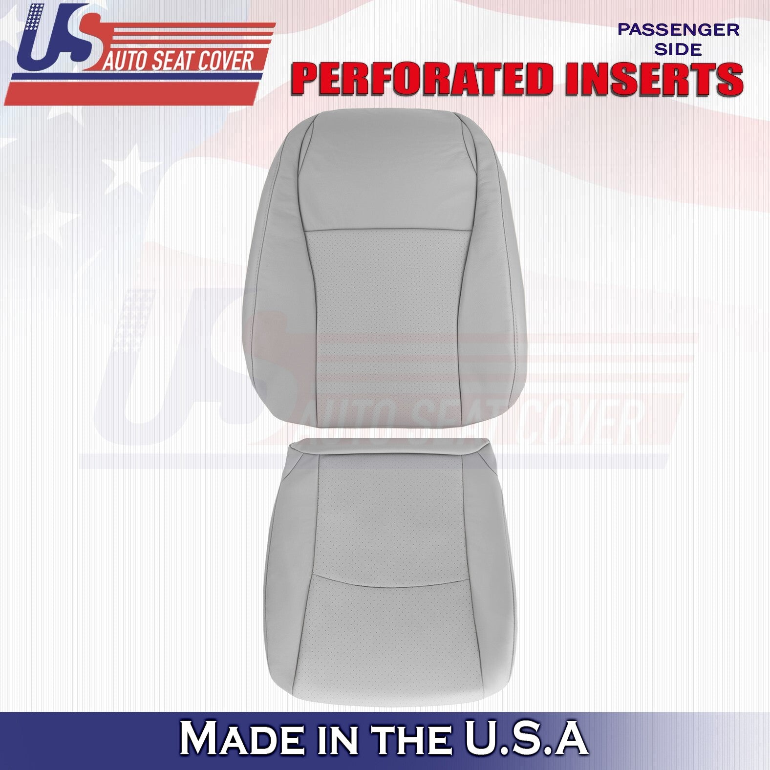 2006 2007 For Toyota Highlander Passenger Top & Bottom Perf Leather Covers Gray