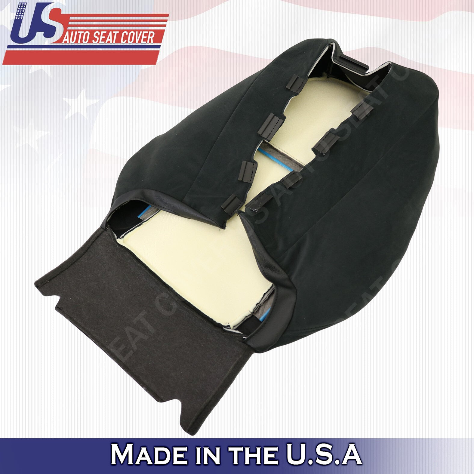 Passenger Top & Bottom For 2007 2008 GMC Sierra 3500 Cloth Seat Cover Black