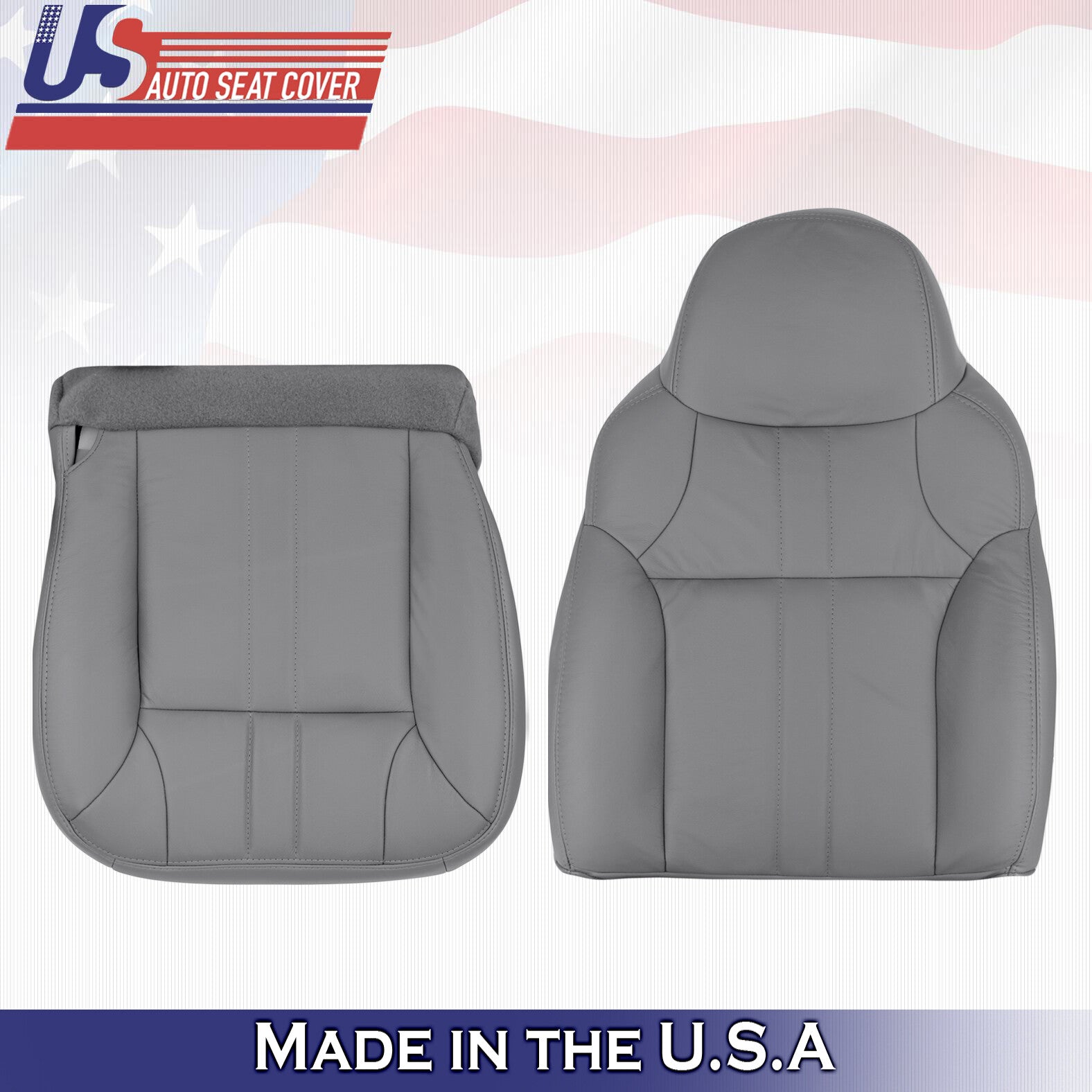 2000 For Ford Excursion Limited XLT Driver Side Top & Bottom Leather Covers Gray