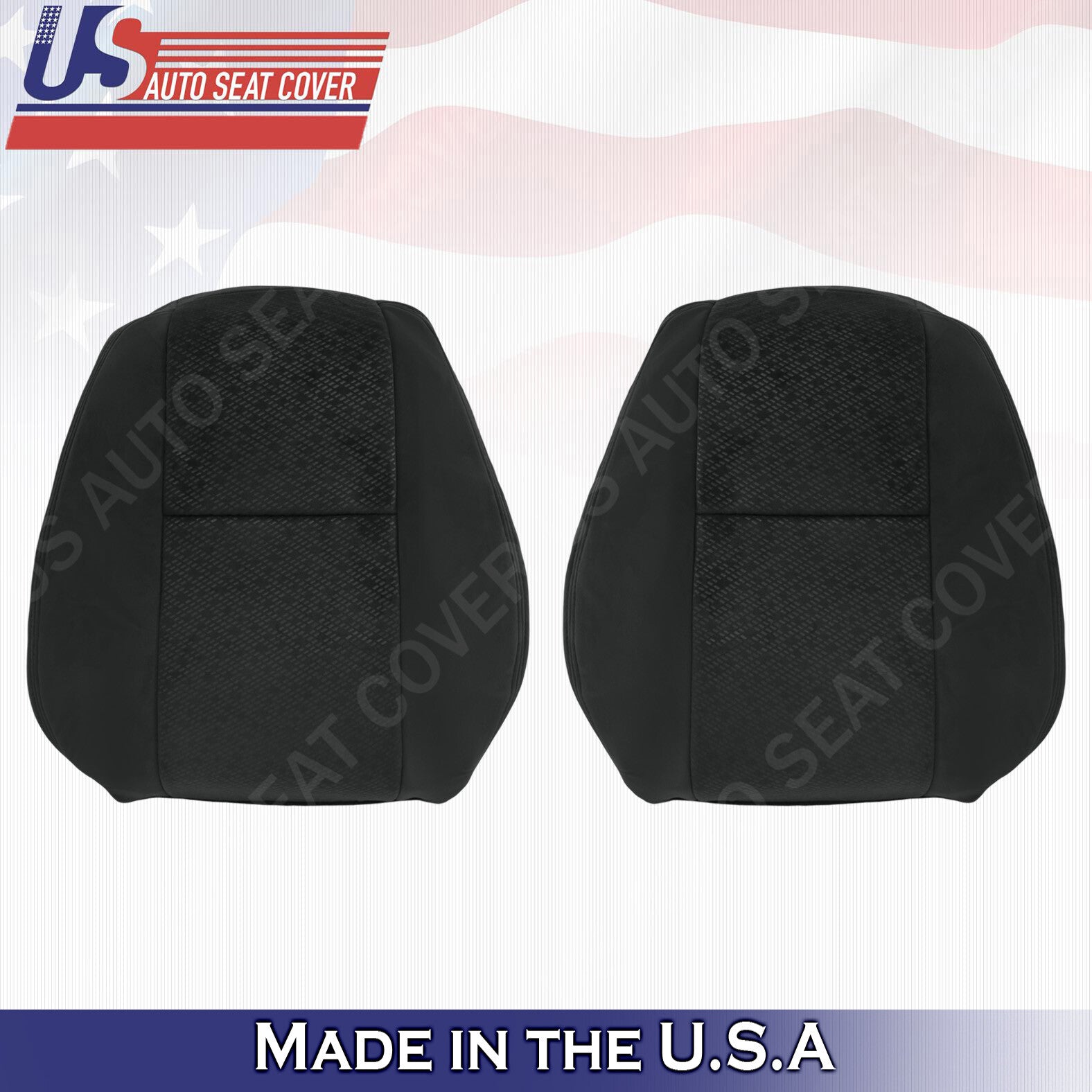 2007 2008 For GMC Sierra 1500 2500HD Driver & Passenger Cloth Seat Cover Black