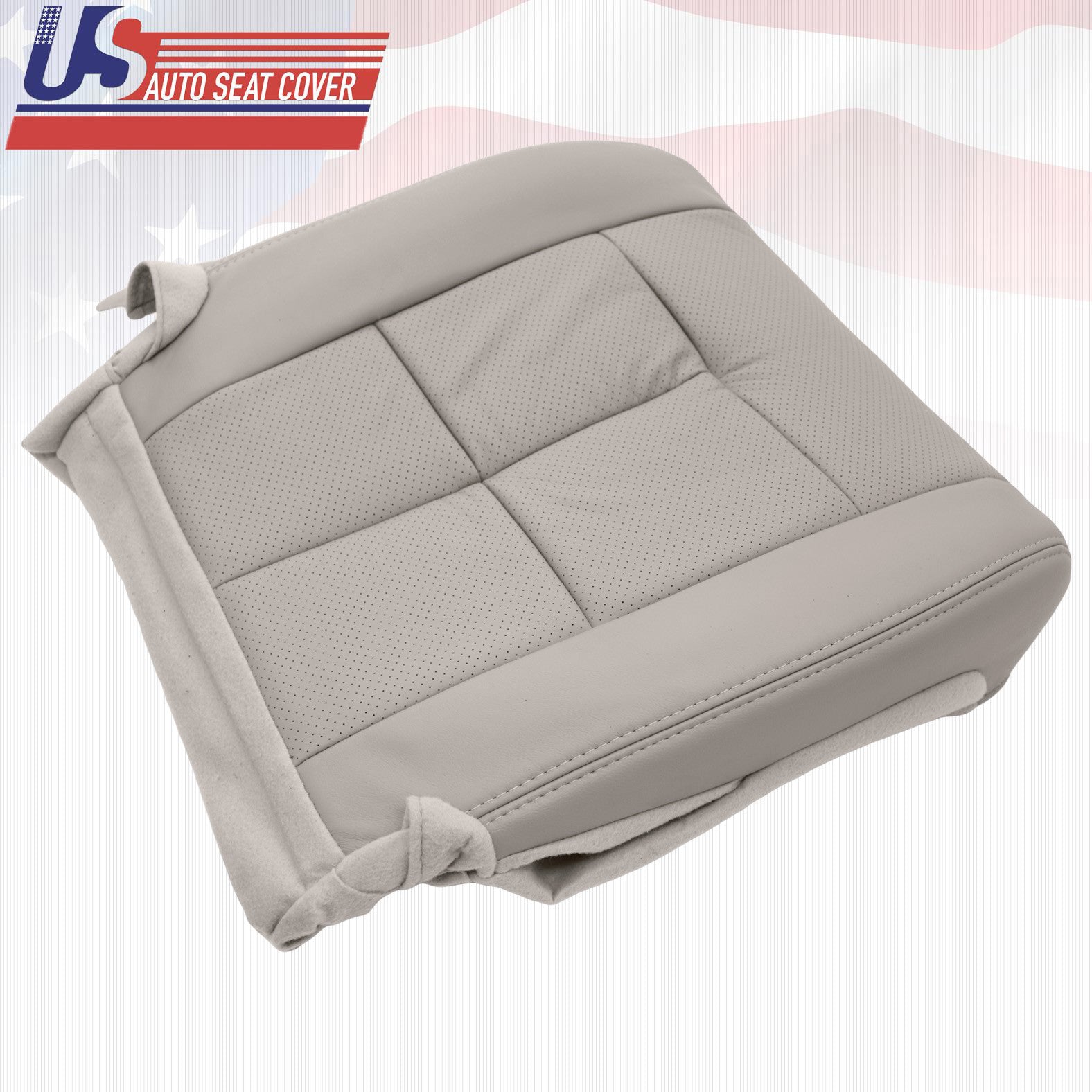2007 to 2013 Lincoln Navigator Passenger Bottom Leather Seat Cover in Light Gray