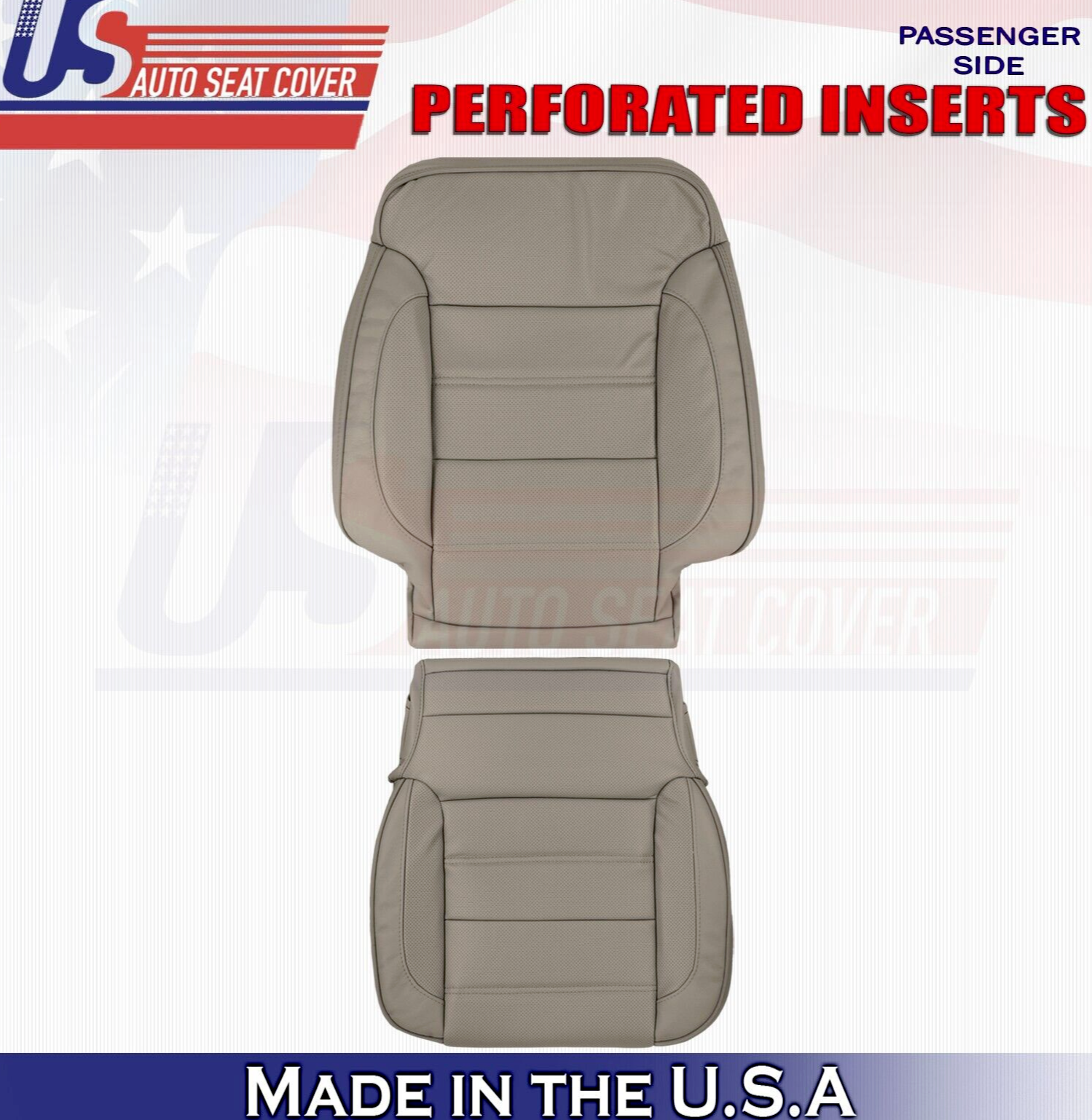 2019 For GMC Yukon Denali Front Passenger Top & Bottom Leather Seat Covers Tan