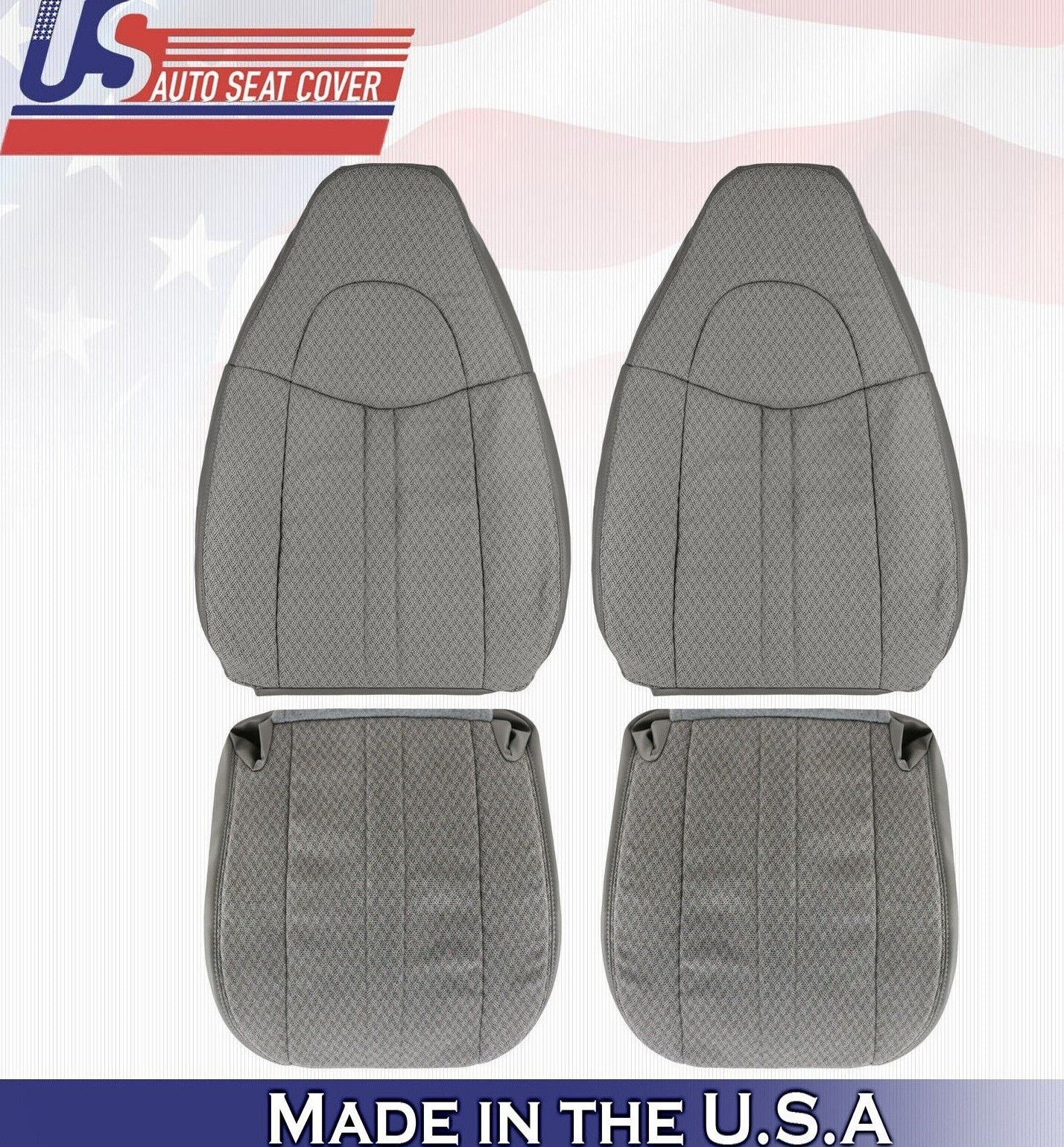 2011 2012 For Chevy Express 1500 2500 2x Top & 2x Bottom Cloth Seat Covers Gray