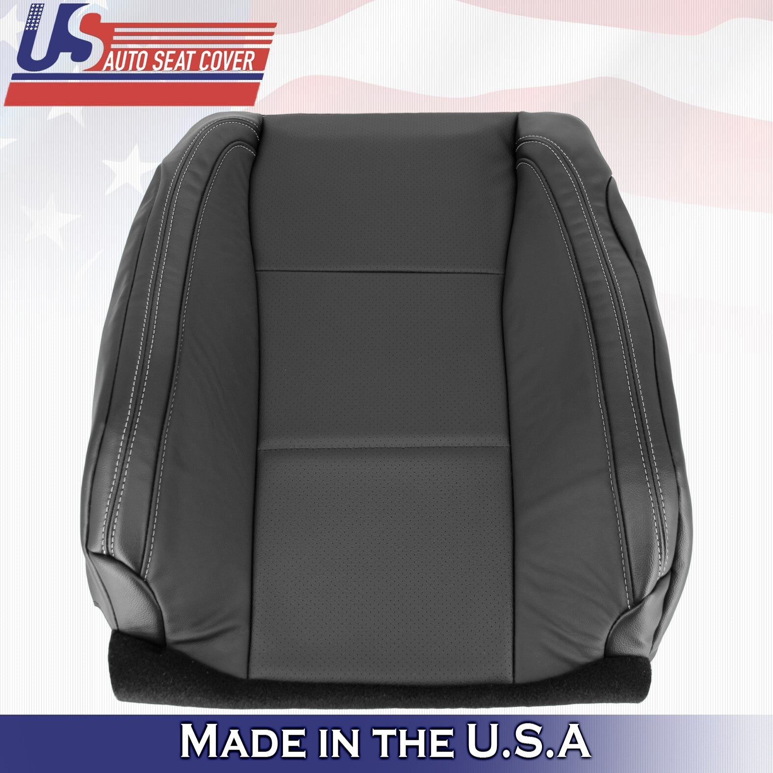 2015 2016 2017 Fits Ford F150 Lariat Driver Top&Bottom Leather Seat Covers Black