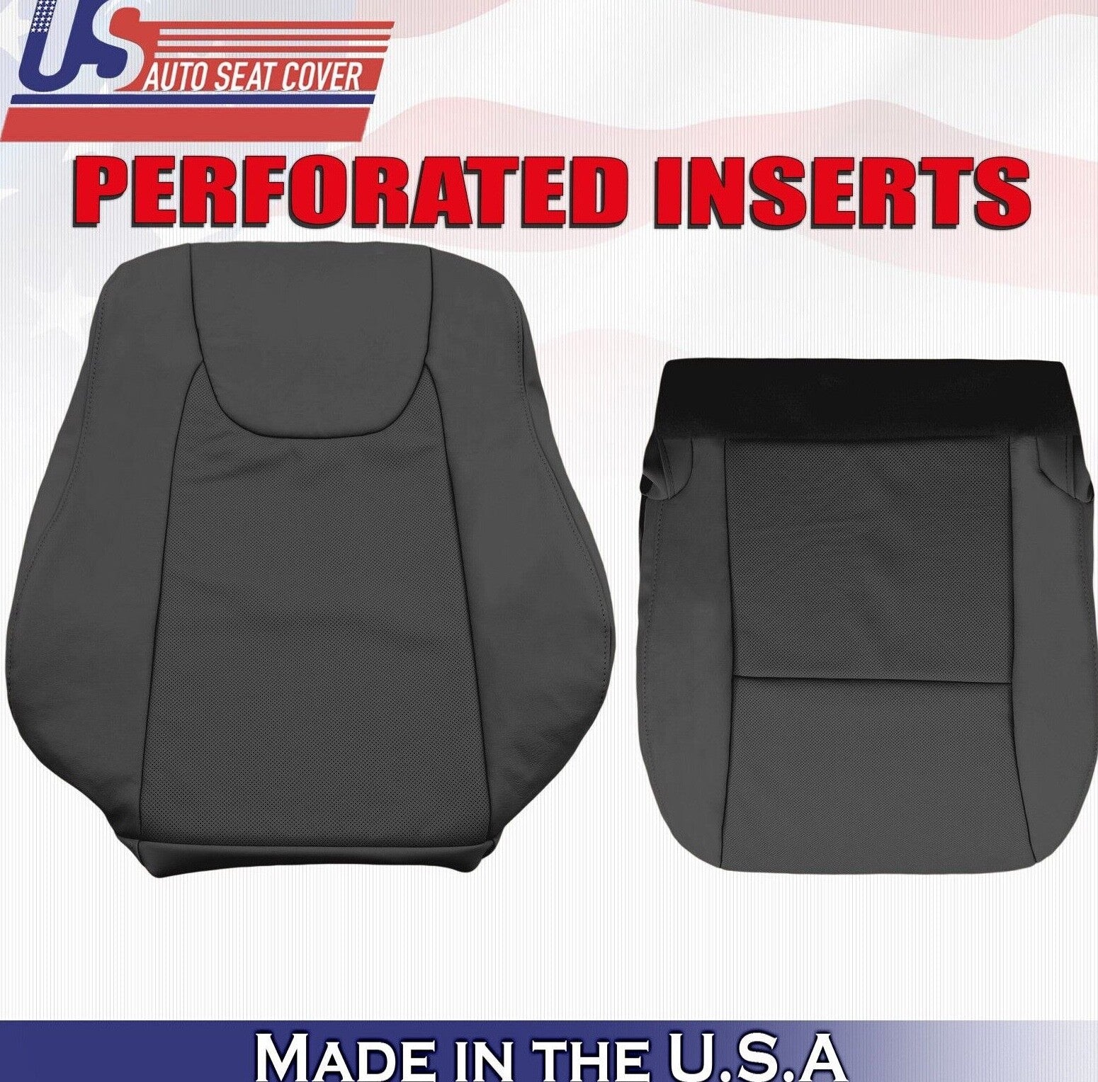 2012 For Lexus RX350 RX450H Driver Top & Bottom Perf Leather Seat Covers Black