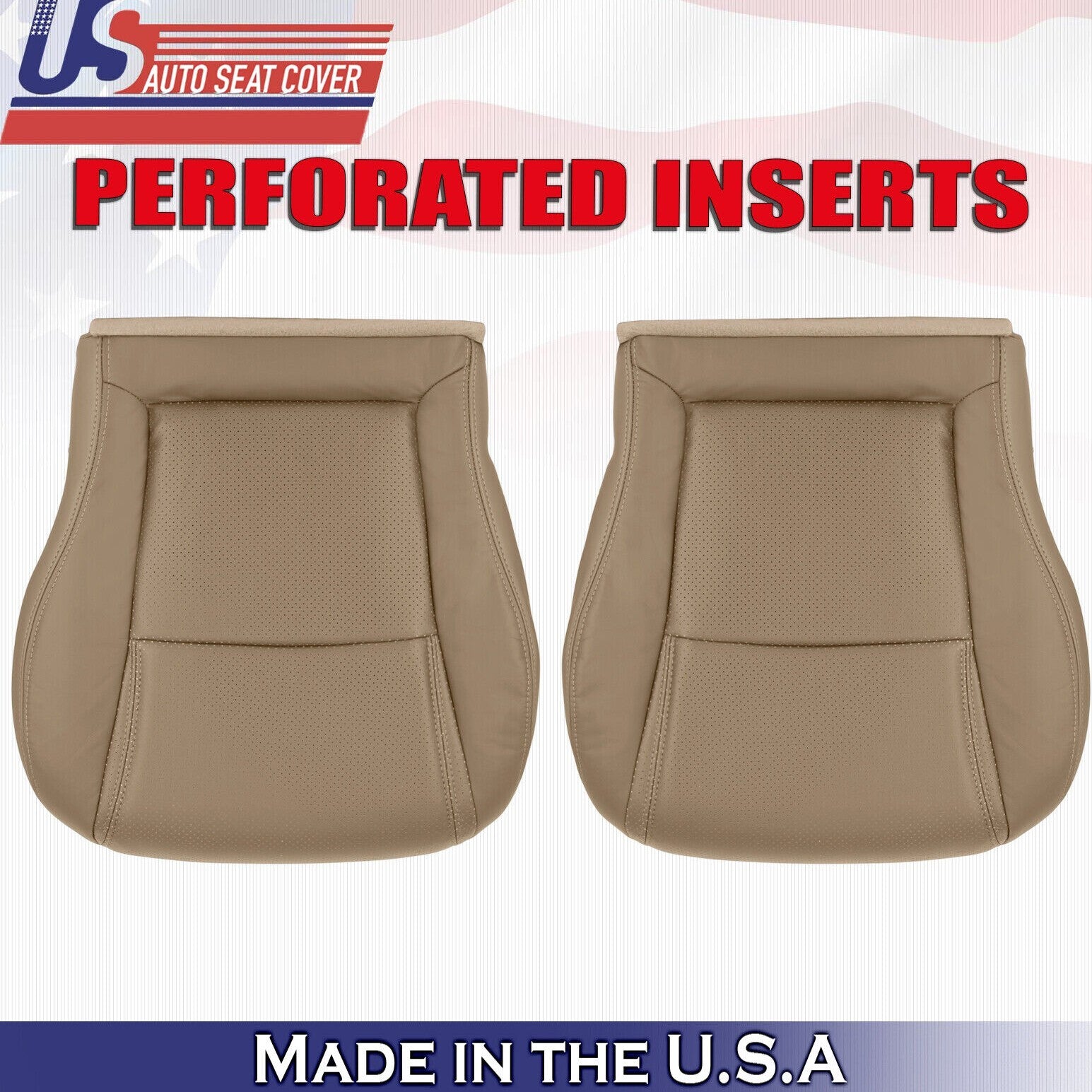 2004 For Honda Pilot Driver & Passenger 2x Bottom Perforated Leather Covers Tan