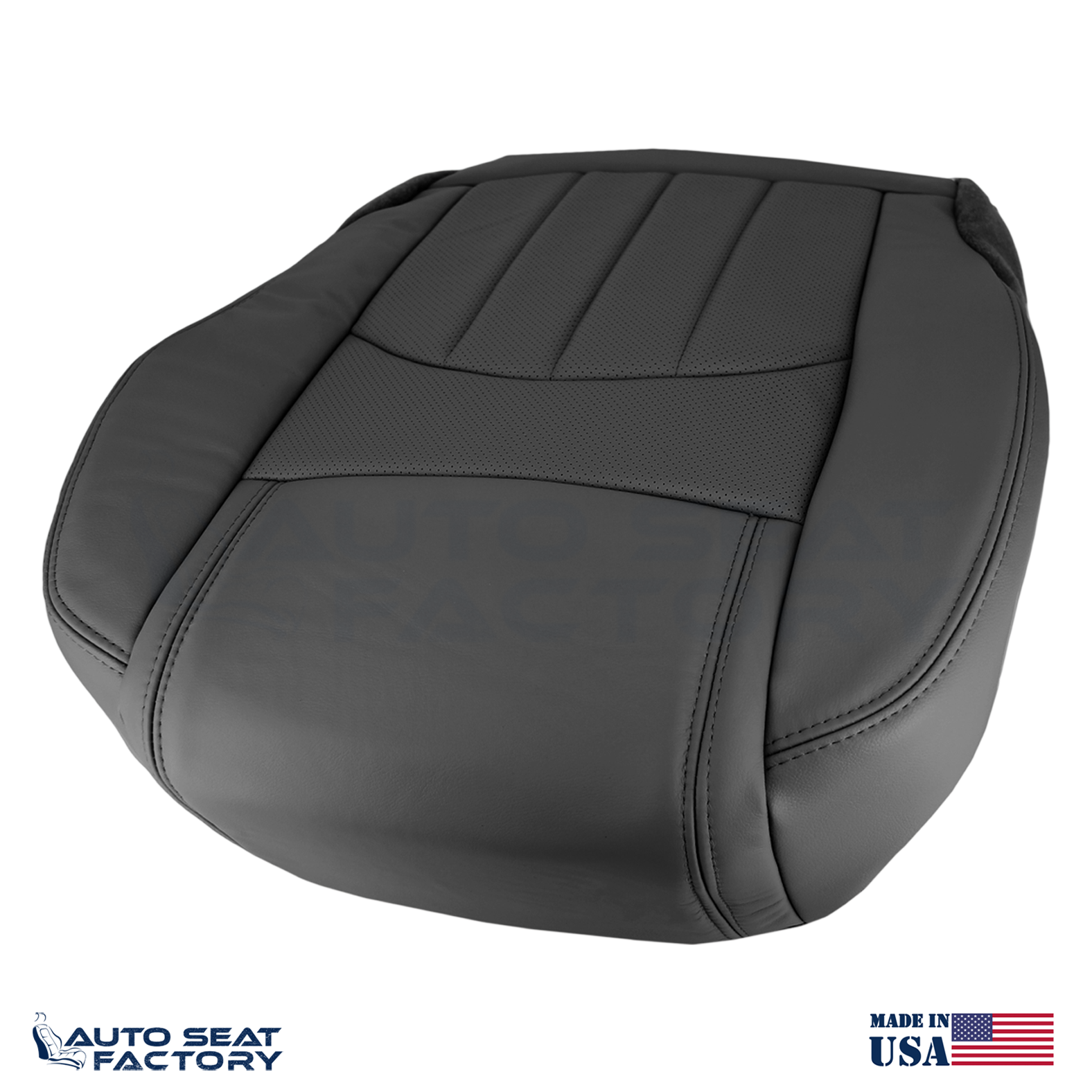 Fits 2013 - 2017 GMC Acadia Perforated Driver Bottom Black Vinyl Seat Cover