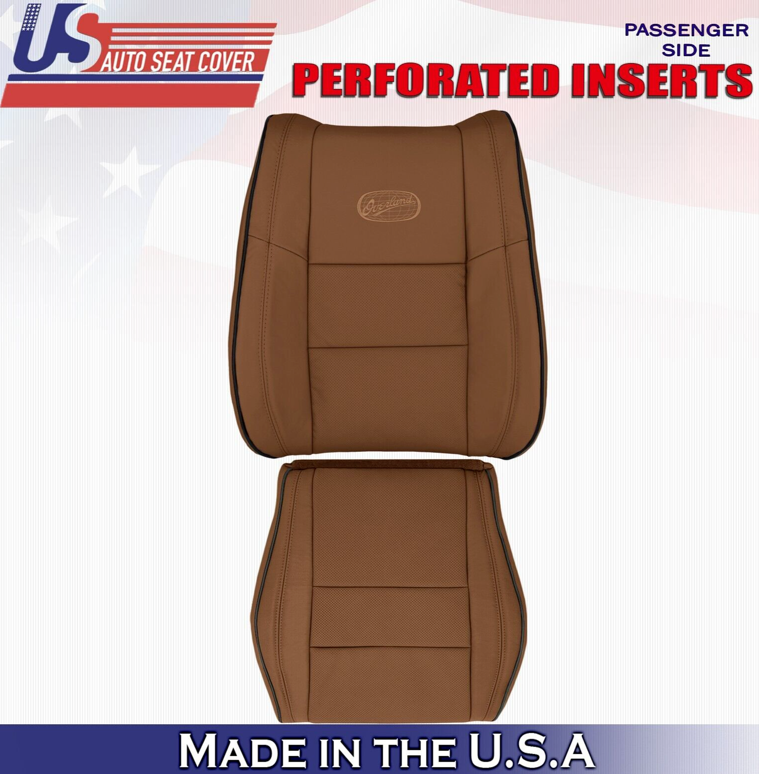2013 For Jeep Grand Cherokee OVERLAND Passenger Top Bottom Leather Covers Brown
