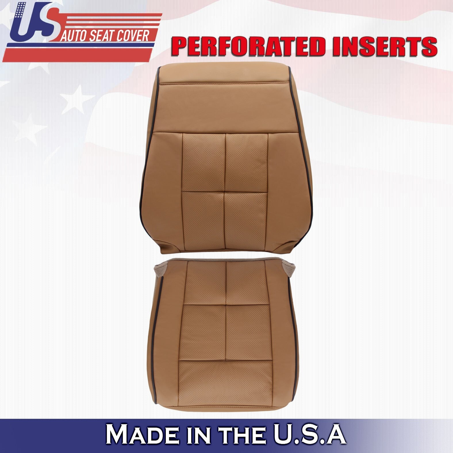 2011 to 2014 Fits Lincoln Navigator Front Set Leather Seat Covers Canyon Tan