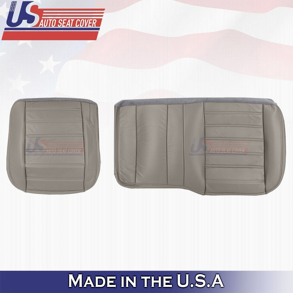 2003-2007 FOR Hummer H2 REAR Driver & Passenger Bottoms Leather Seat Cover Gray