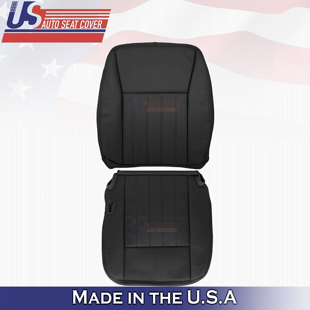 2003 to 2005 Fits Lincoln Town Car Driver Bottom & Top Leather Seat Cover Black