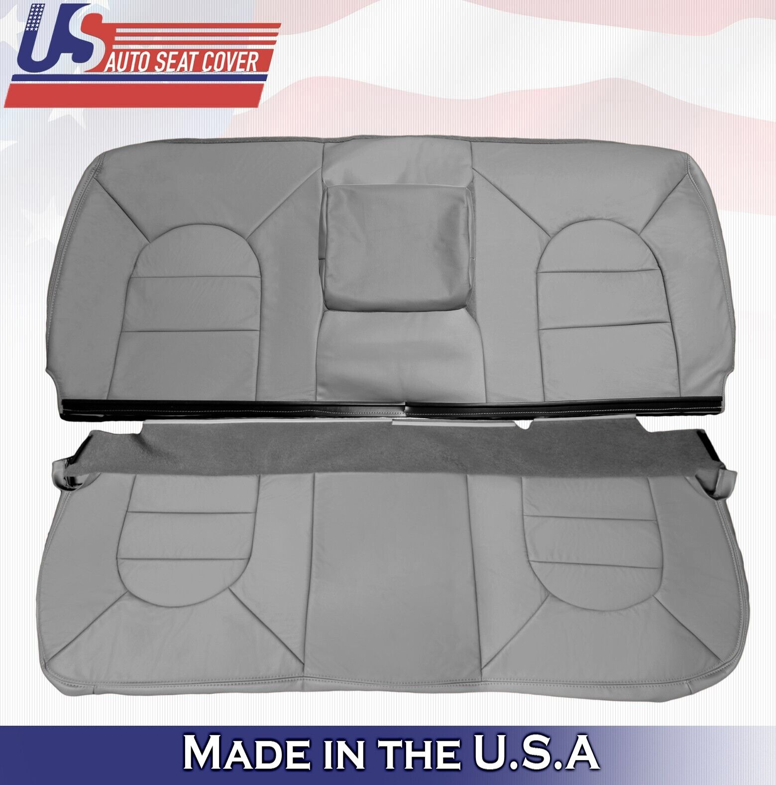 1999 For Ford F450 F550 Lariat Rear Bench Top & Bottom Leather Seat Covers Gray